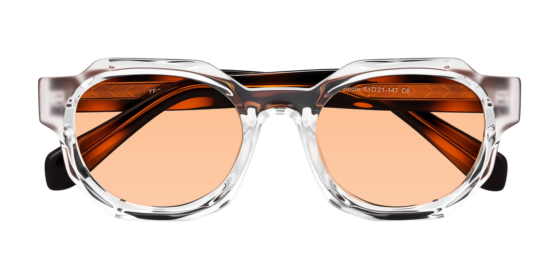 Folded Front of Poole in Clear/Tortoise with Light Orange Tinted Lenses