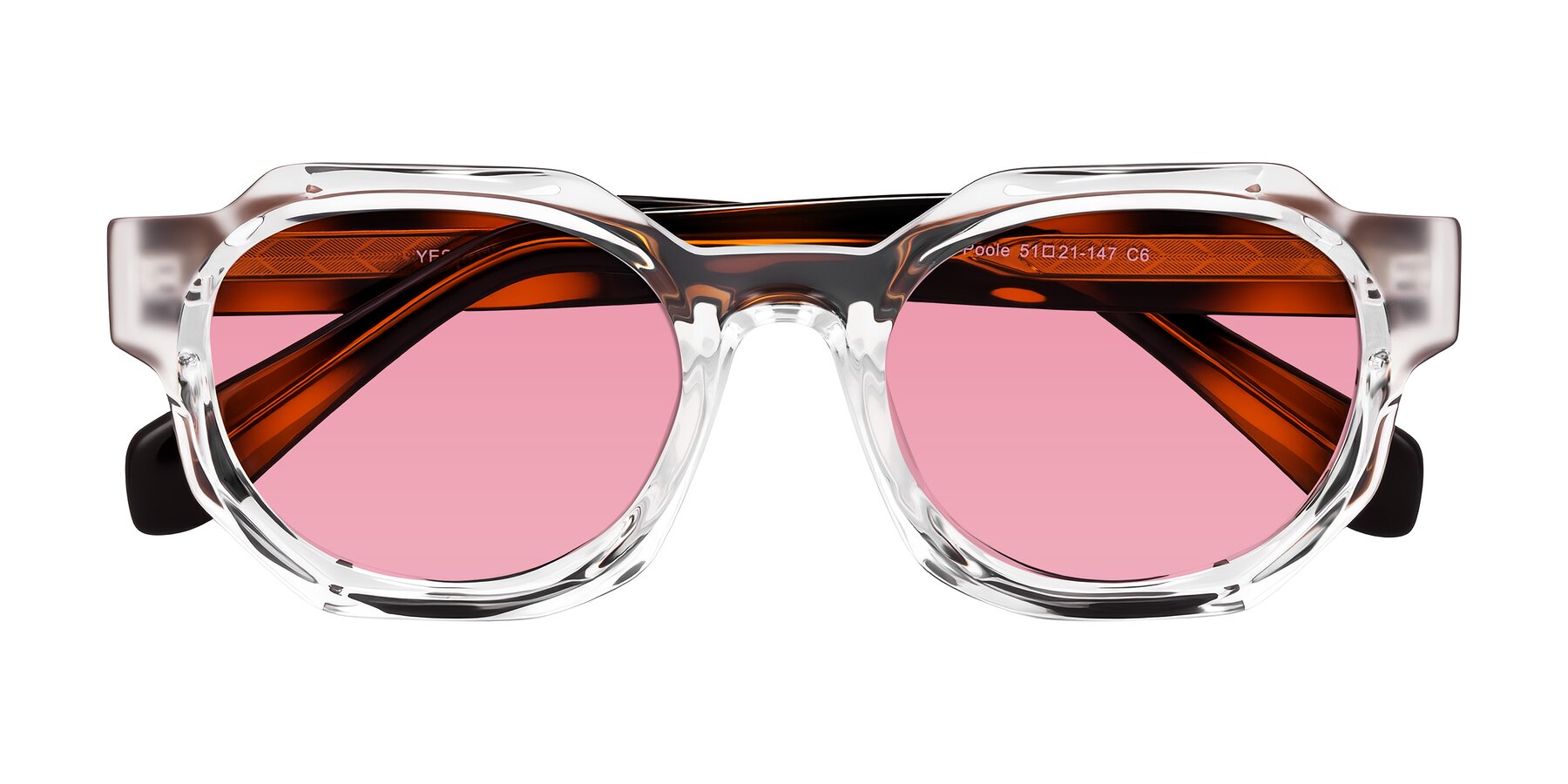 Folded Front of Poole in Clear/Tortoise with Pink Tinted Lenses