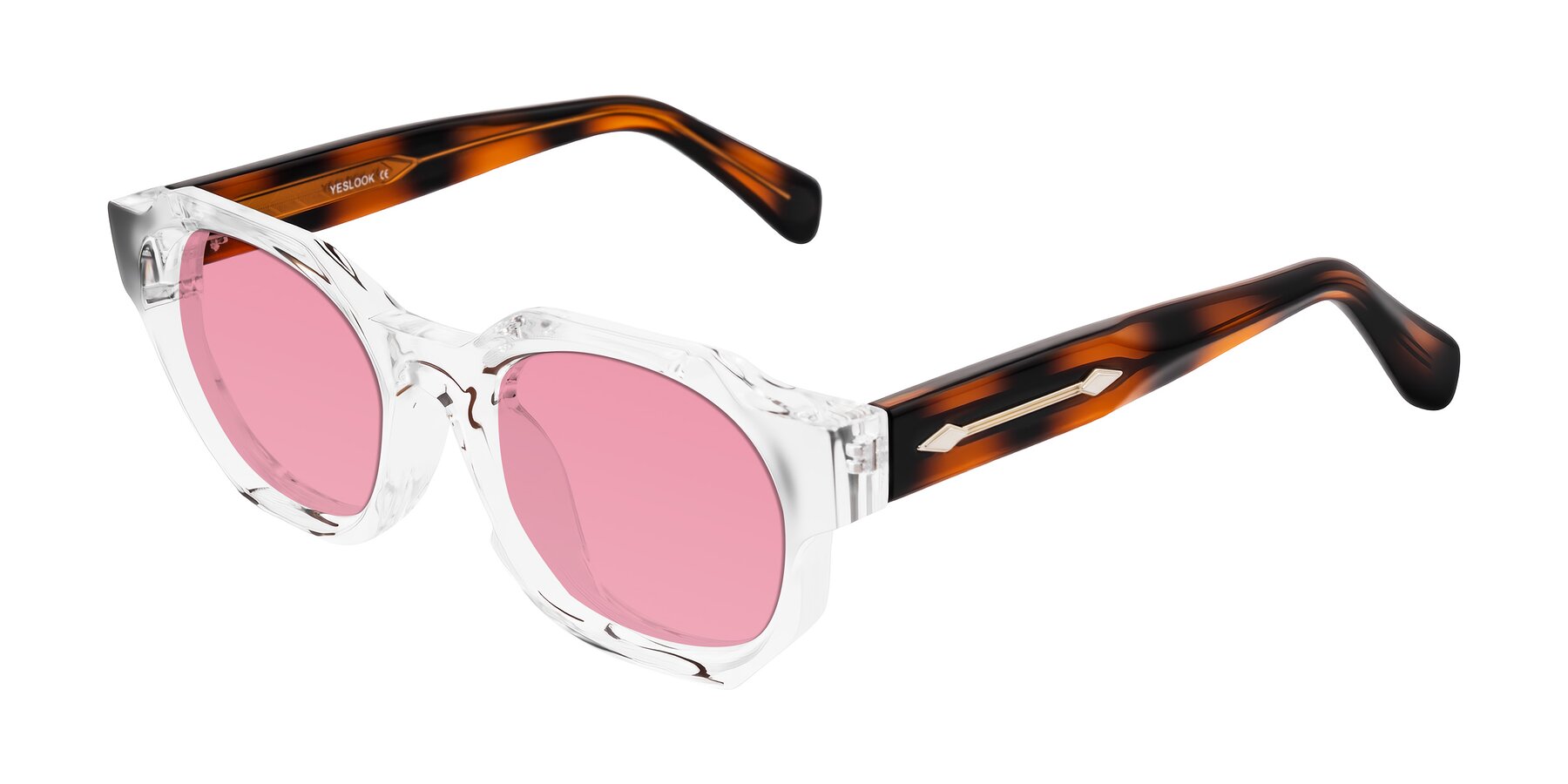 Angle of Poole in Clear/Tortoise with Pink Tinted Lenses