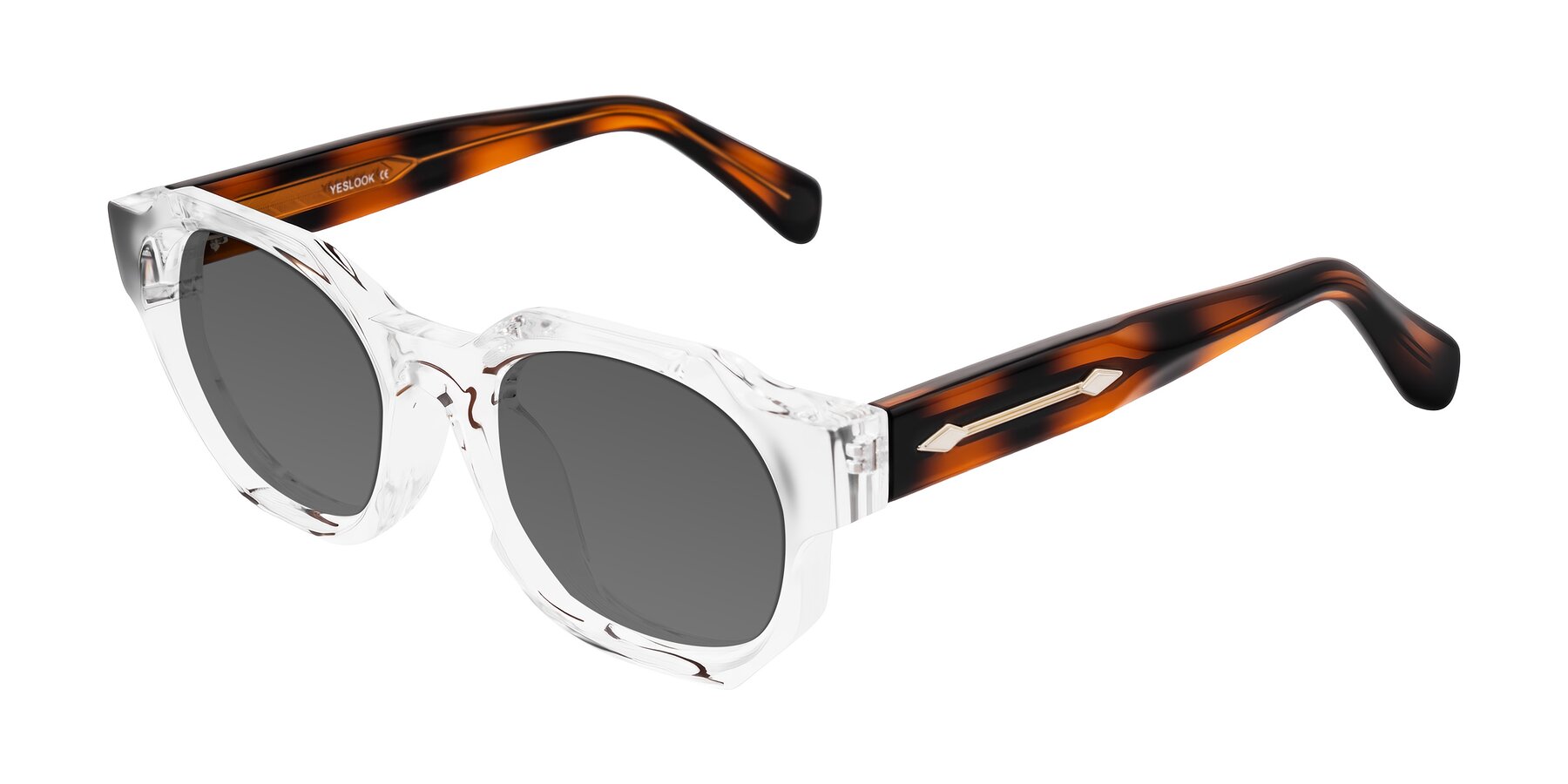 Angle of Poole in Clear/Tortoise with Medium Gray Tinted Lenses