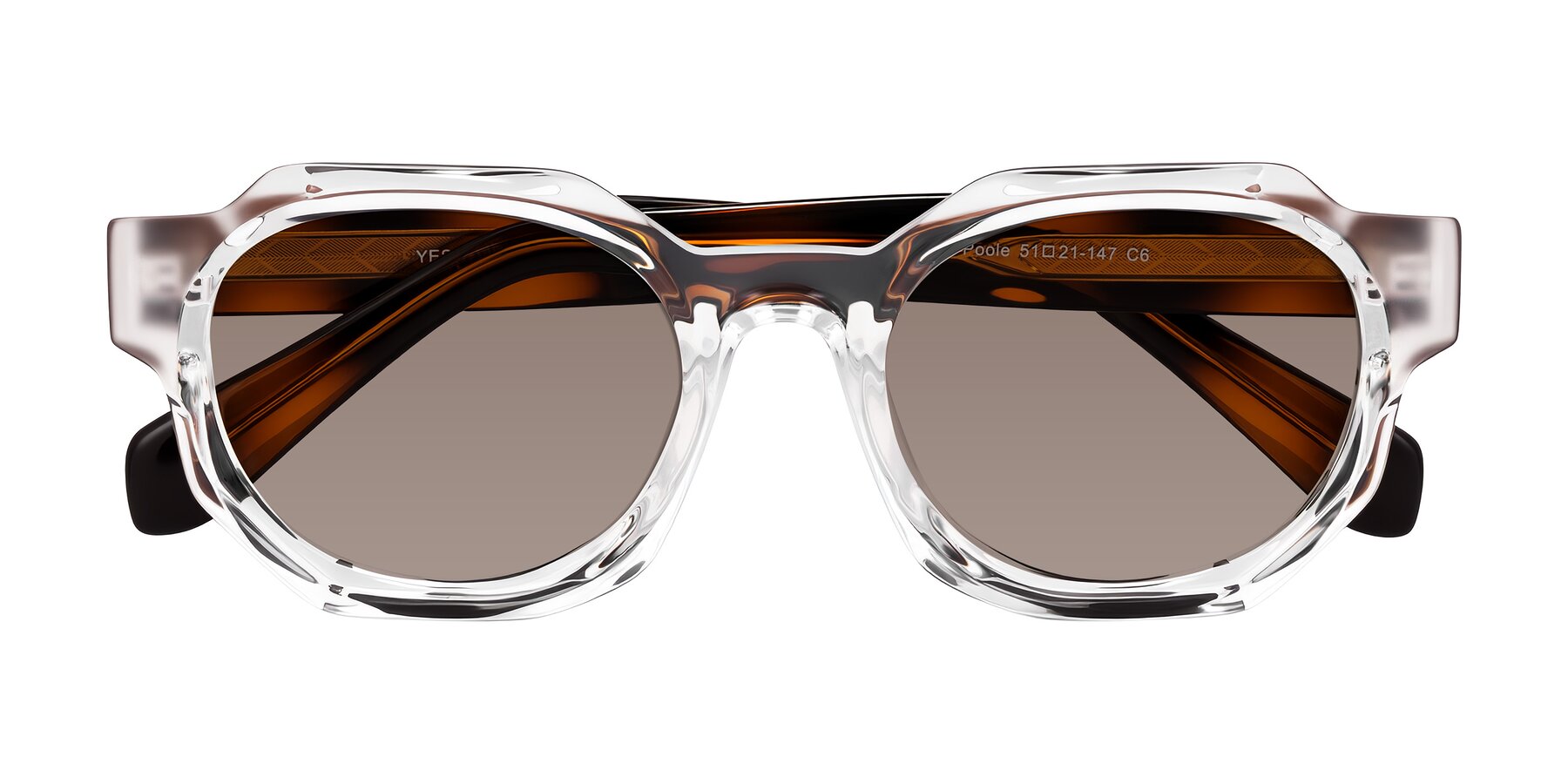 Folded Front of Poole in Clear/Tortoise with Medium Brown Tinted Lenses