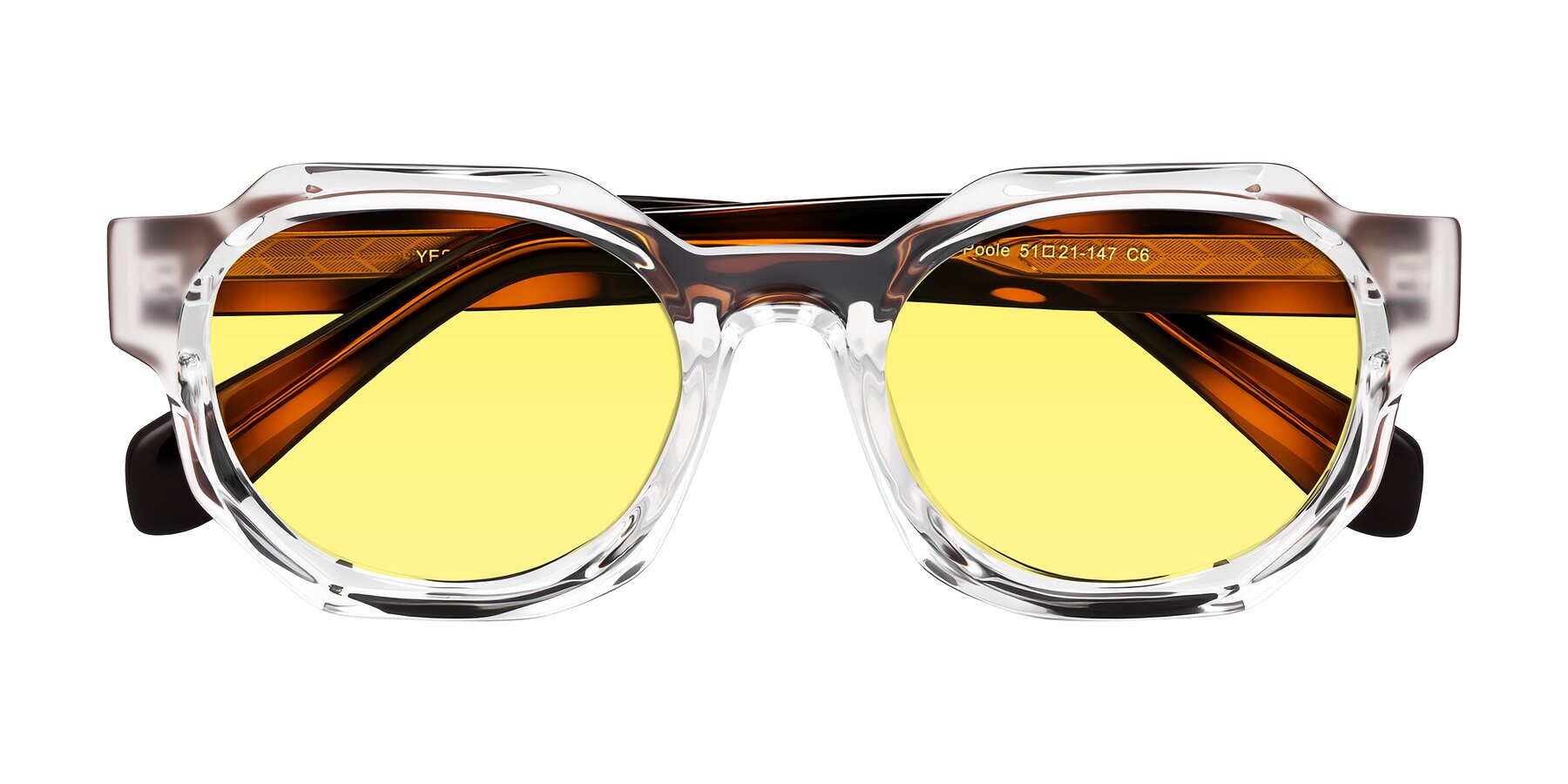 Folded Front of Poole in Clear/Tortoise with Medium Yellow Tinted Lenses