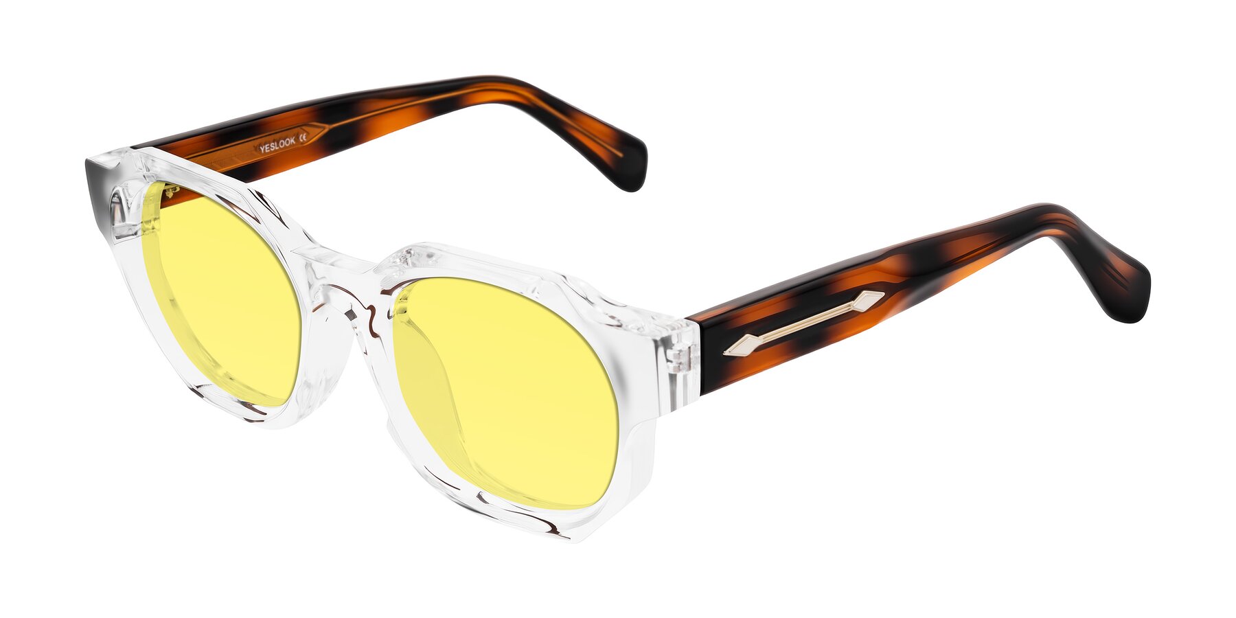 Angle of Poole in Clear/Tortoise with Medium Yellow Tinted Lenses