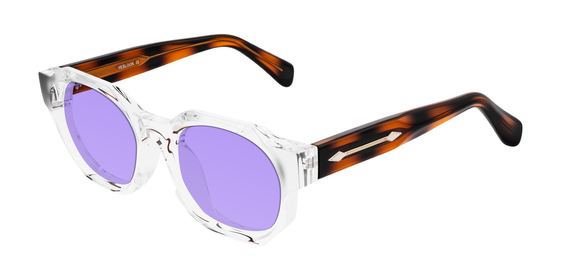 Angle of Poole in Clear/Tortoise with Medium Purple Tinted Lenses