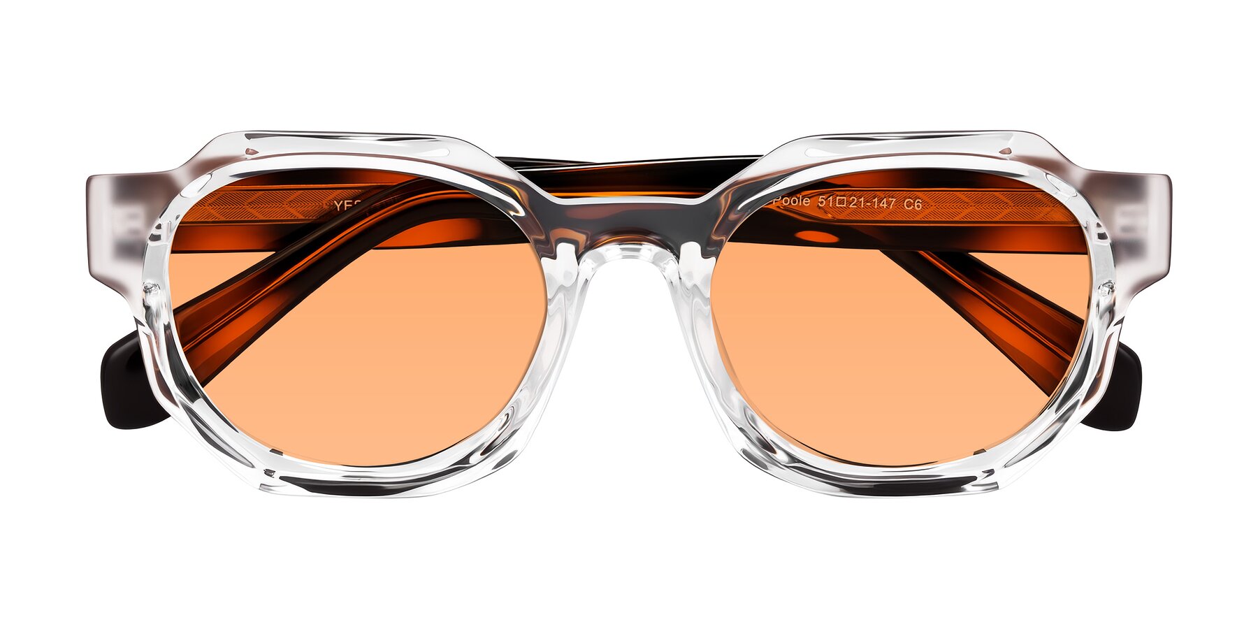 Folded Front of Poole in Clear/Tortoise with Medium Orange Tinted Lenses