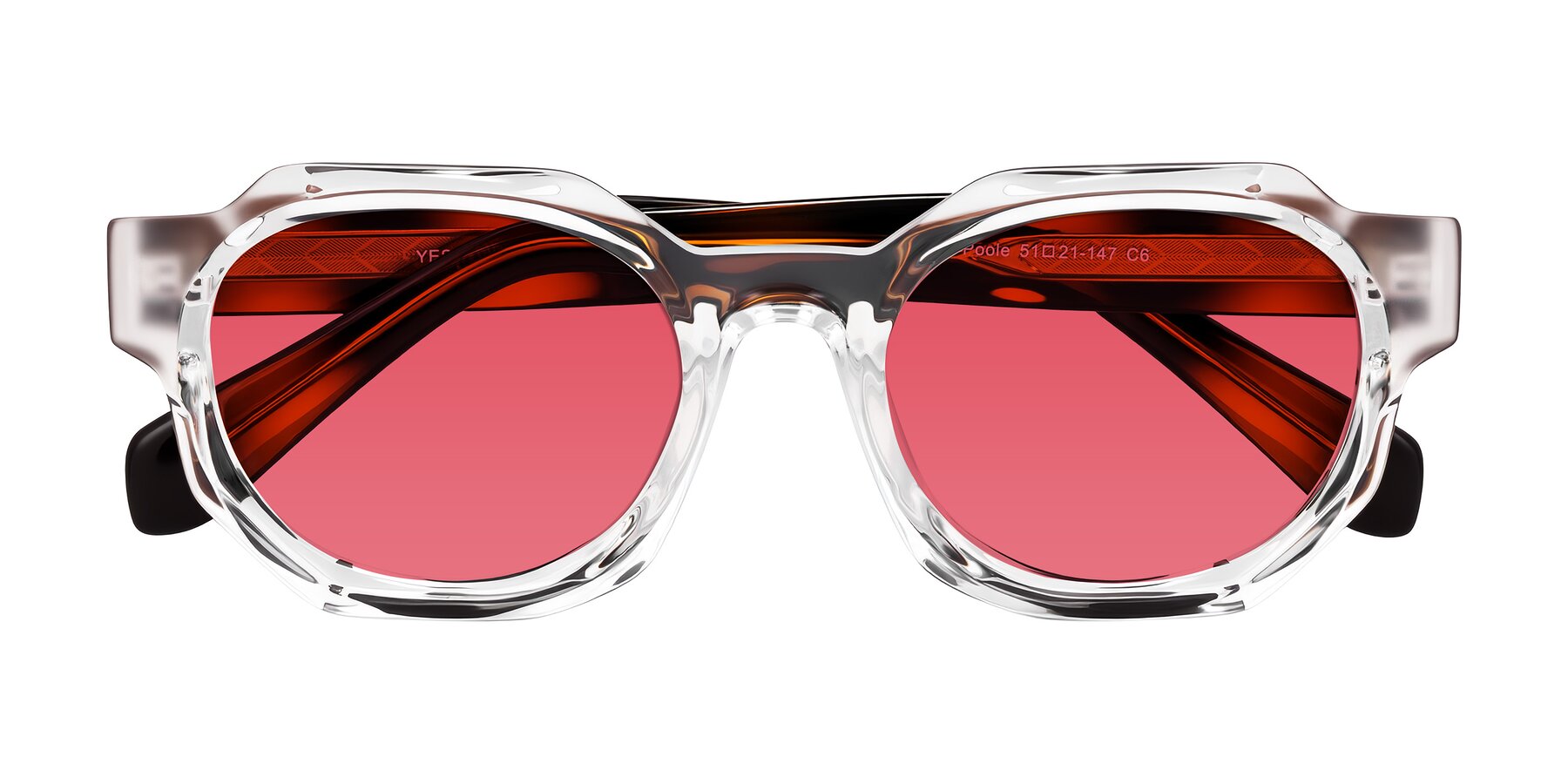 Folded Front of Poole in Clear/Tortoise with Red Tinted Lenses