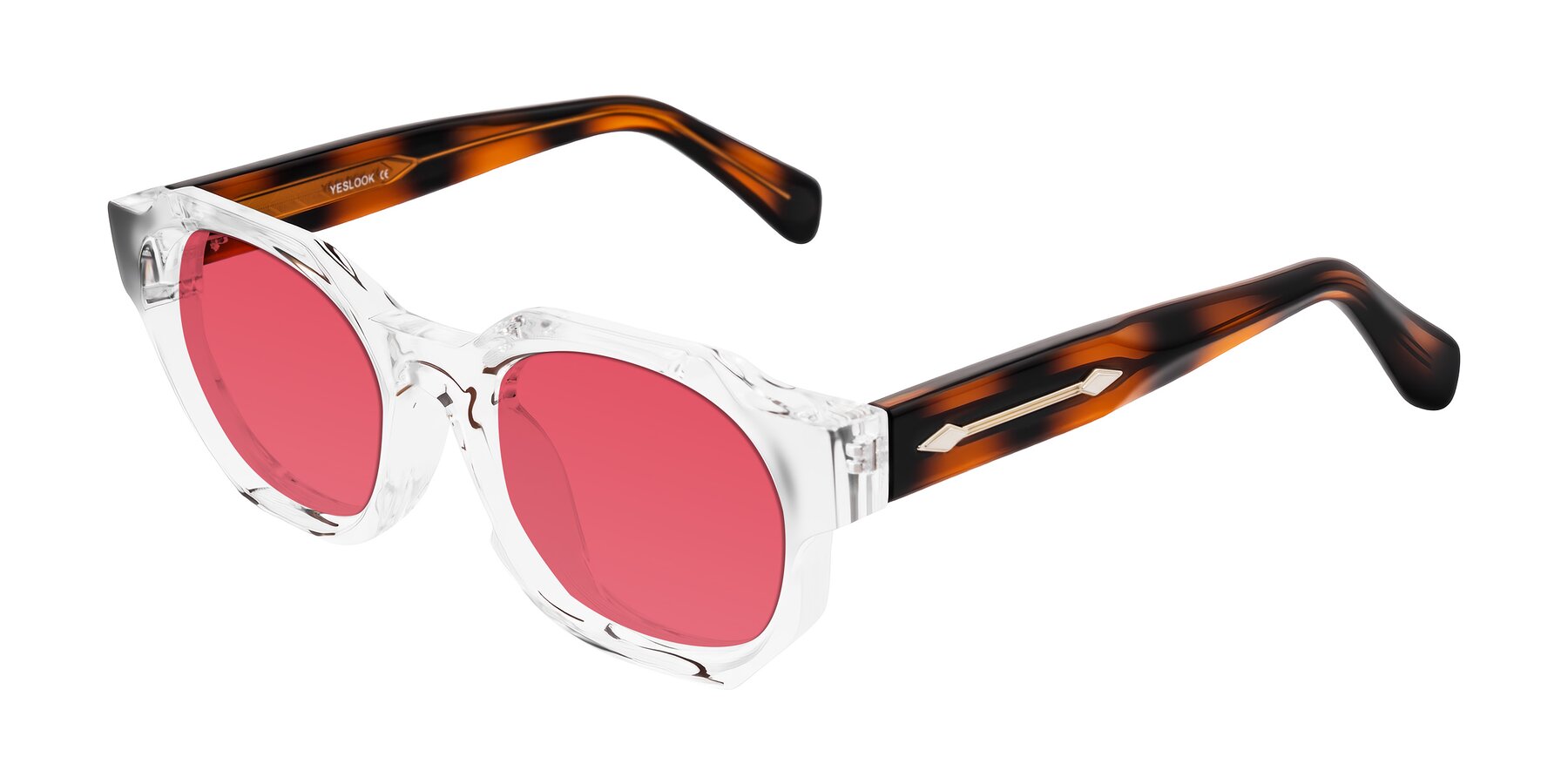 Angle of Poole in Clear/Tortoise with Red Tinted Lenses