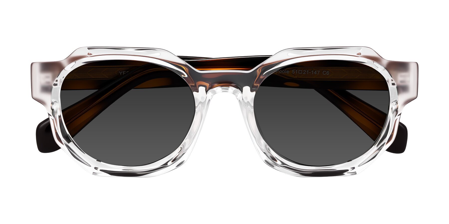 Folded Front of Poole in Clear/Tortoise with Gray Tinted Lenses