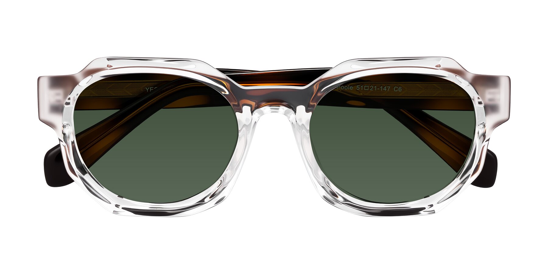Folded Front of Poole in Clear/Tortoise with Green Tinted Lenses