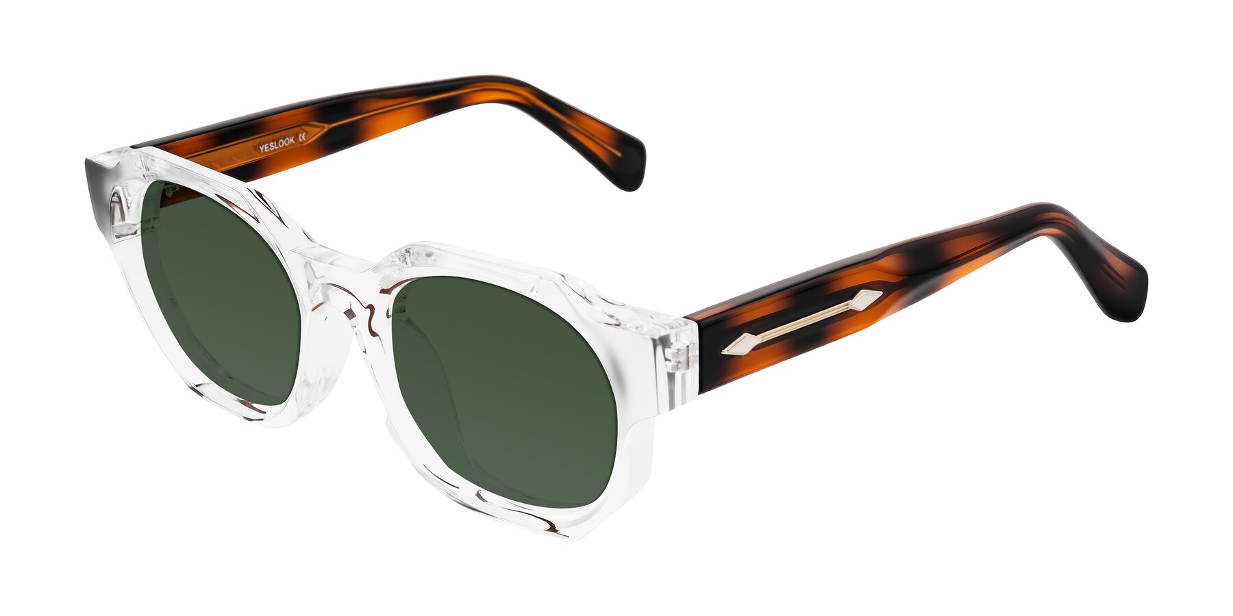 Angle of Poole in Clear/Tortoise with Green Tinted Lenses
