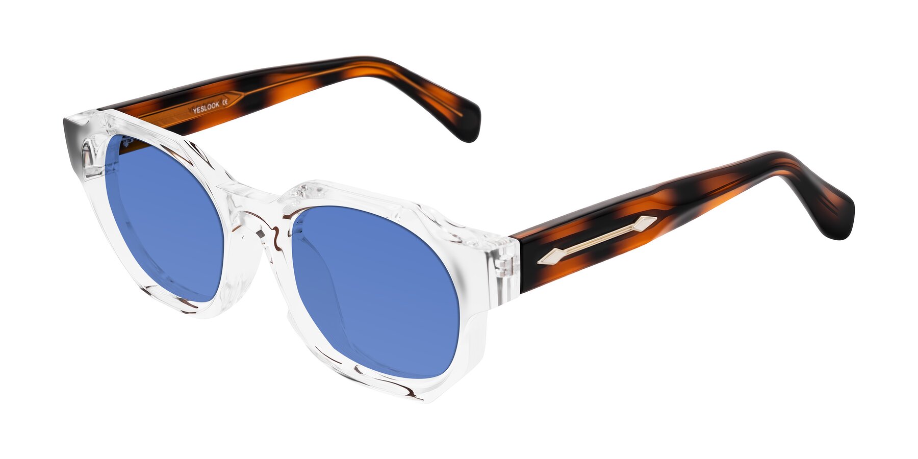 Angle of Poole in Clear/Tortoise with Blue Tinted Lenses