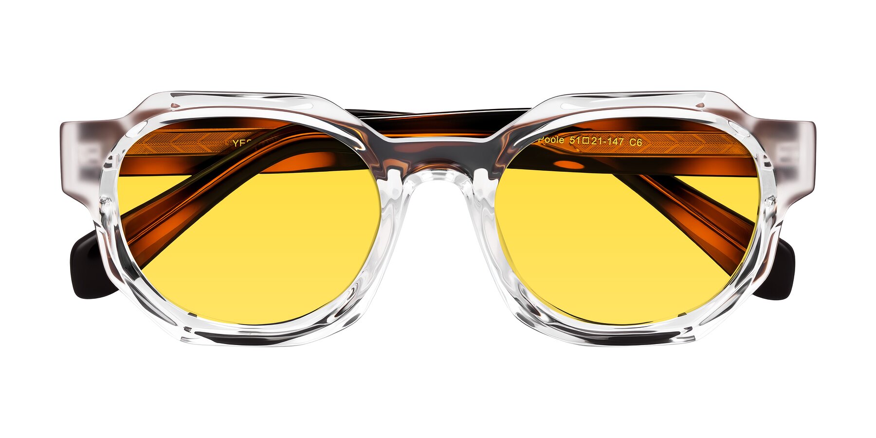 Folded Front of Poole in Clear/Tortoise with Yellow Tinted Lenses