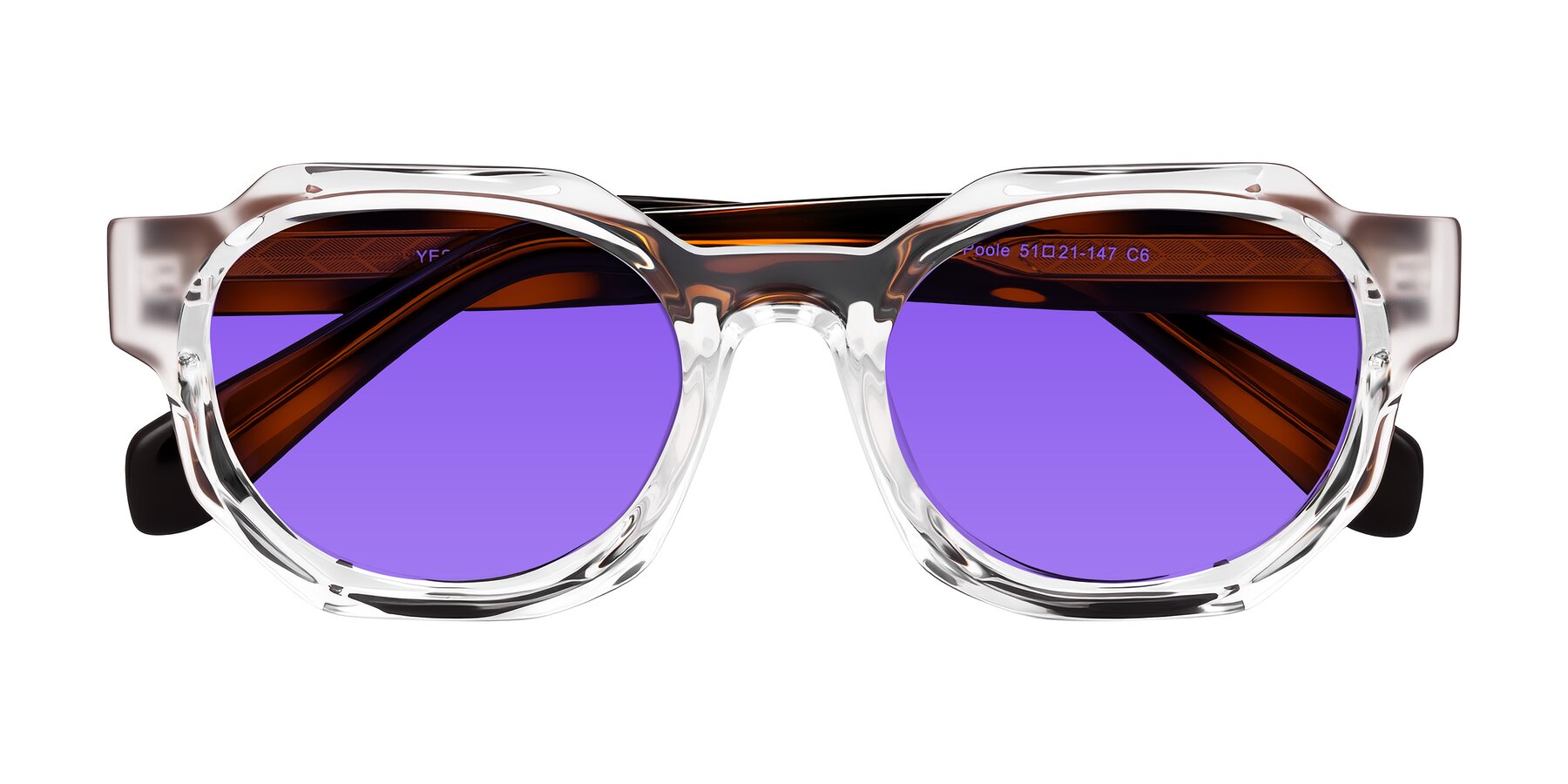 Folded Front of Poole in Clear/Tortoise with Purple Tinted Lenses