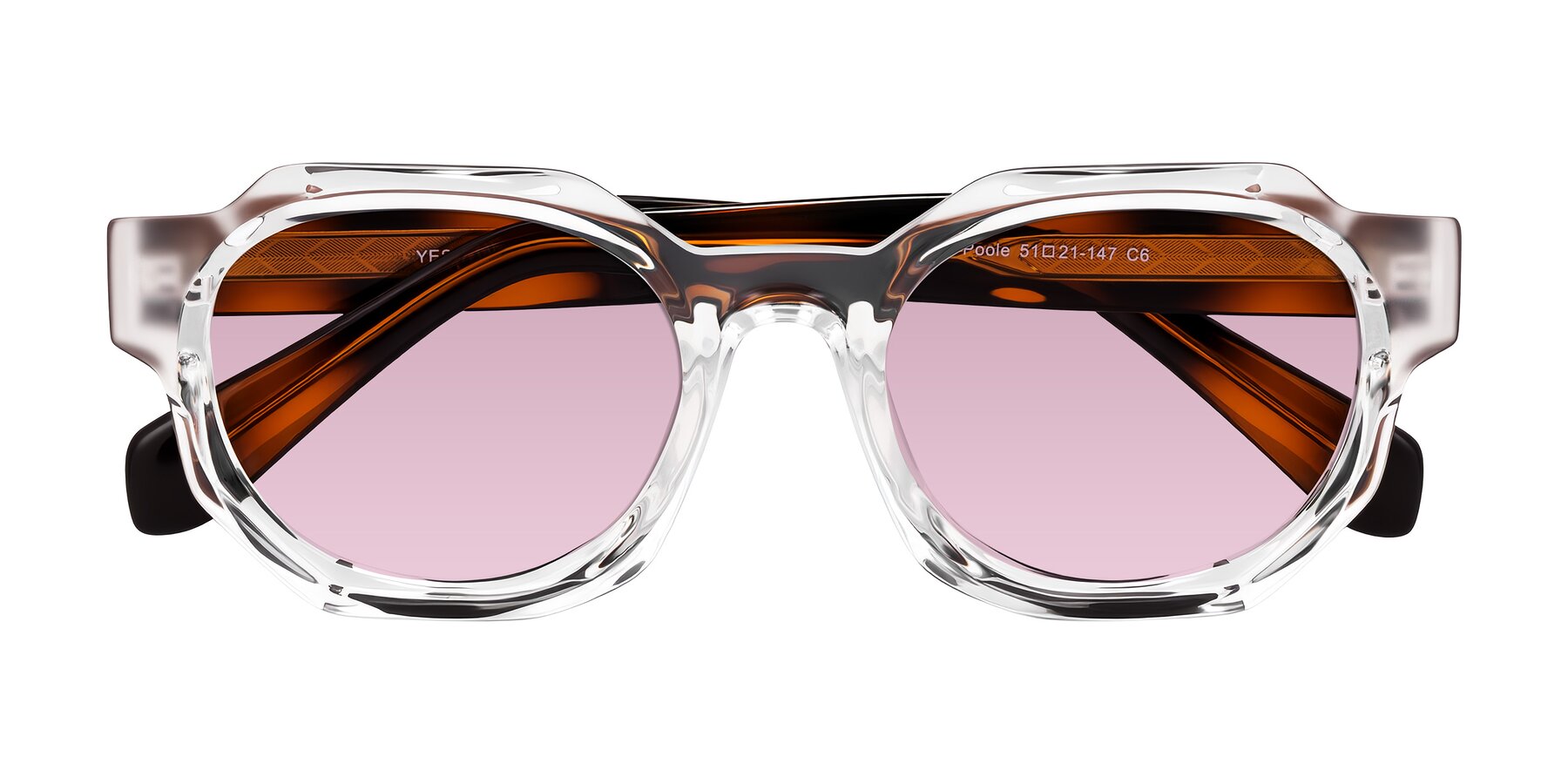 Folded Front of Poole in Clear/Tortoise with Light Wine Tinted Lenses