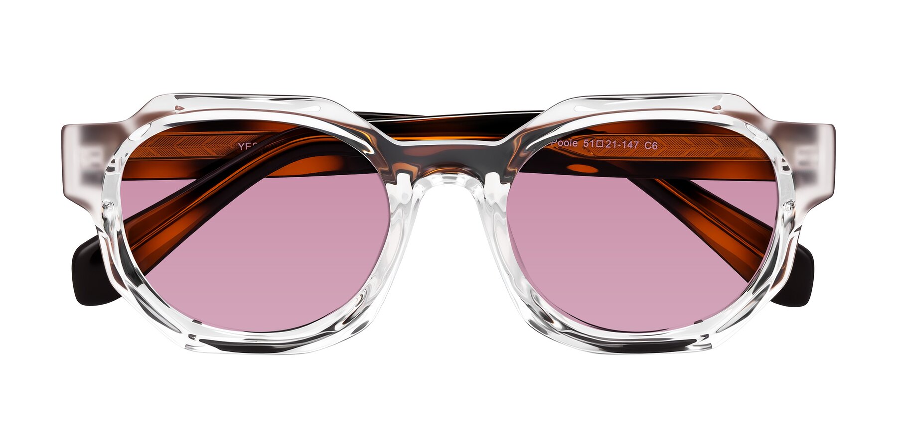 Folded Front of Poole in Clear/Tortoise with Medium Wine Tinted Lenses
