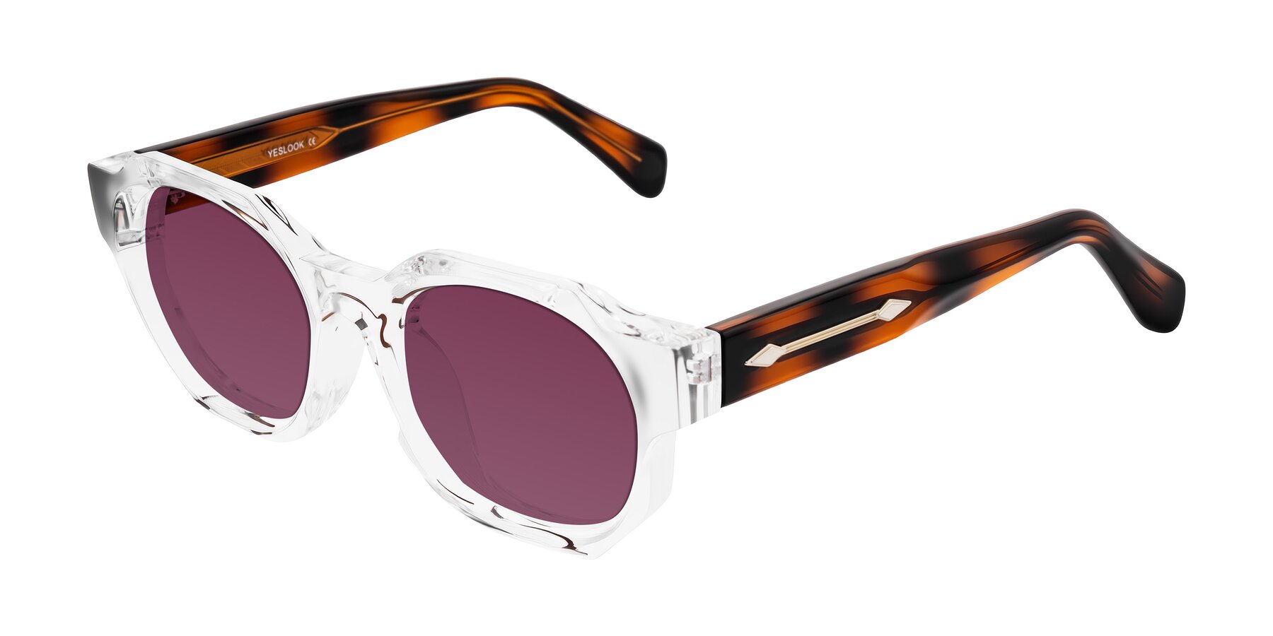 Angle of Poole in Clear/Tortoise with Wine Tinted Lenses