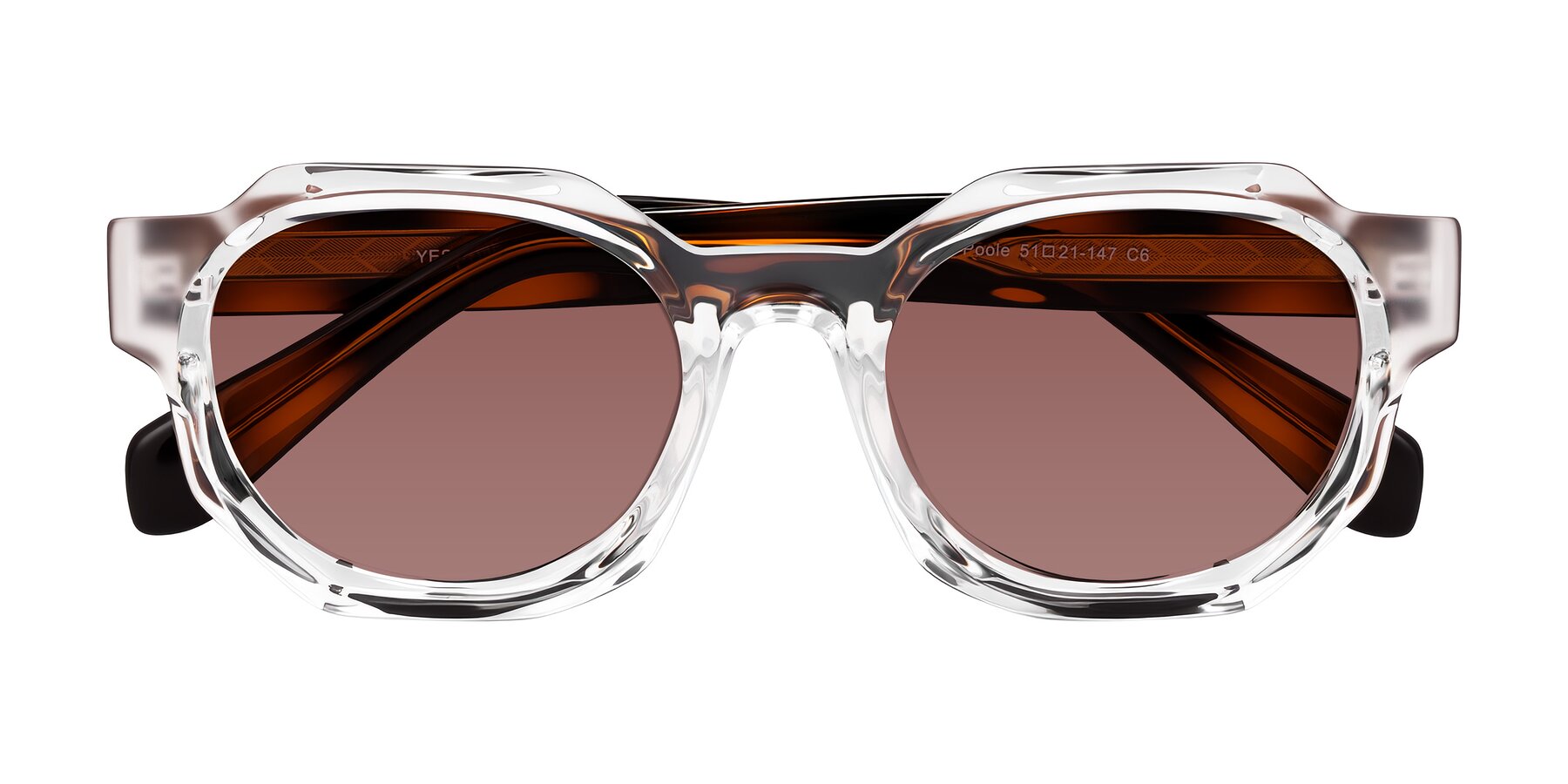 Folded Front of Poole in Clear/Tortoise with Garnet Tinted Lenses