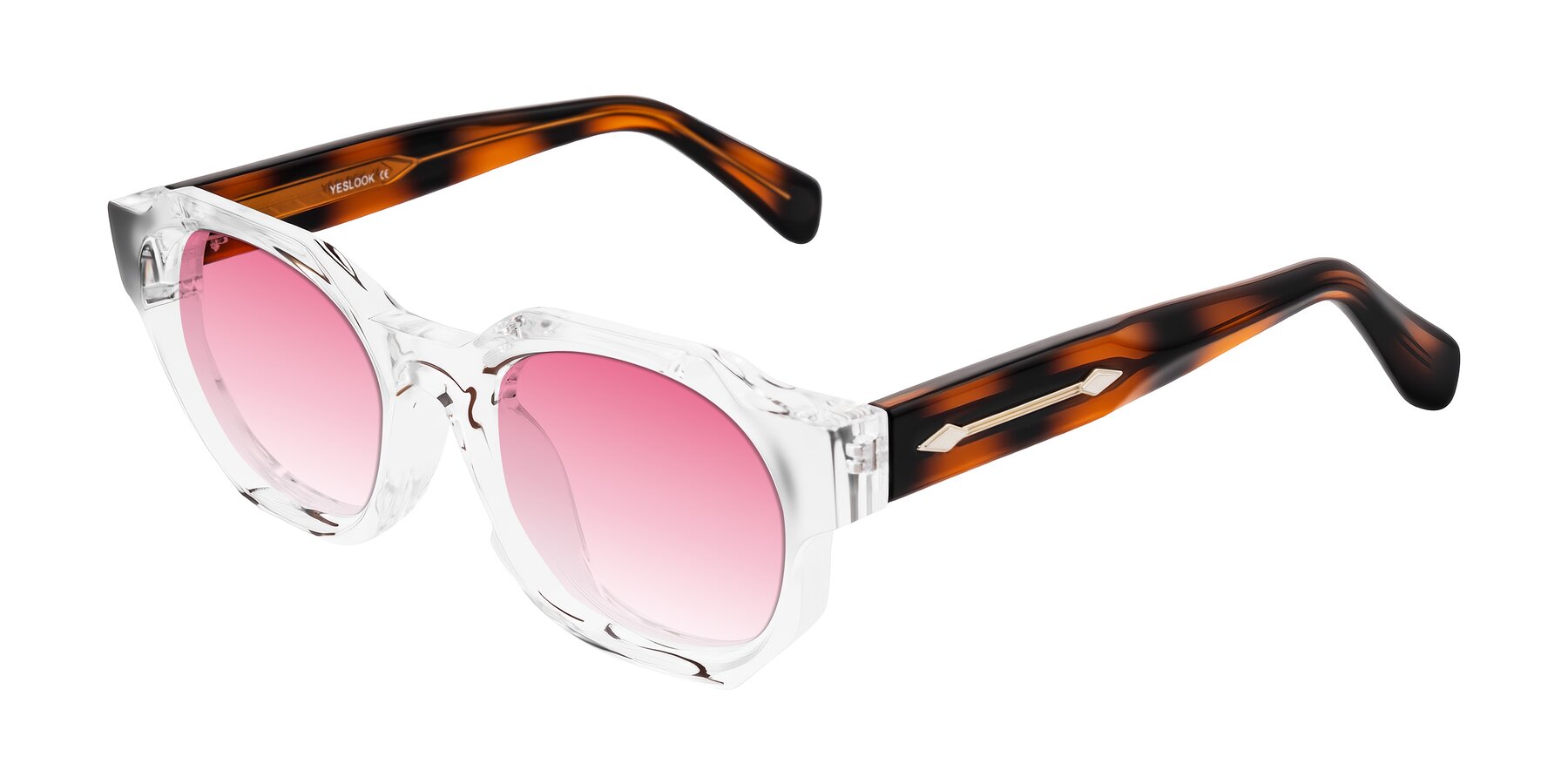 Angle of Poole in Clear/Tortoise with Pink Gradient Lenses