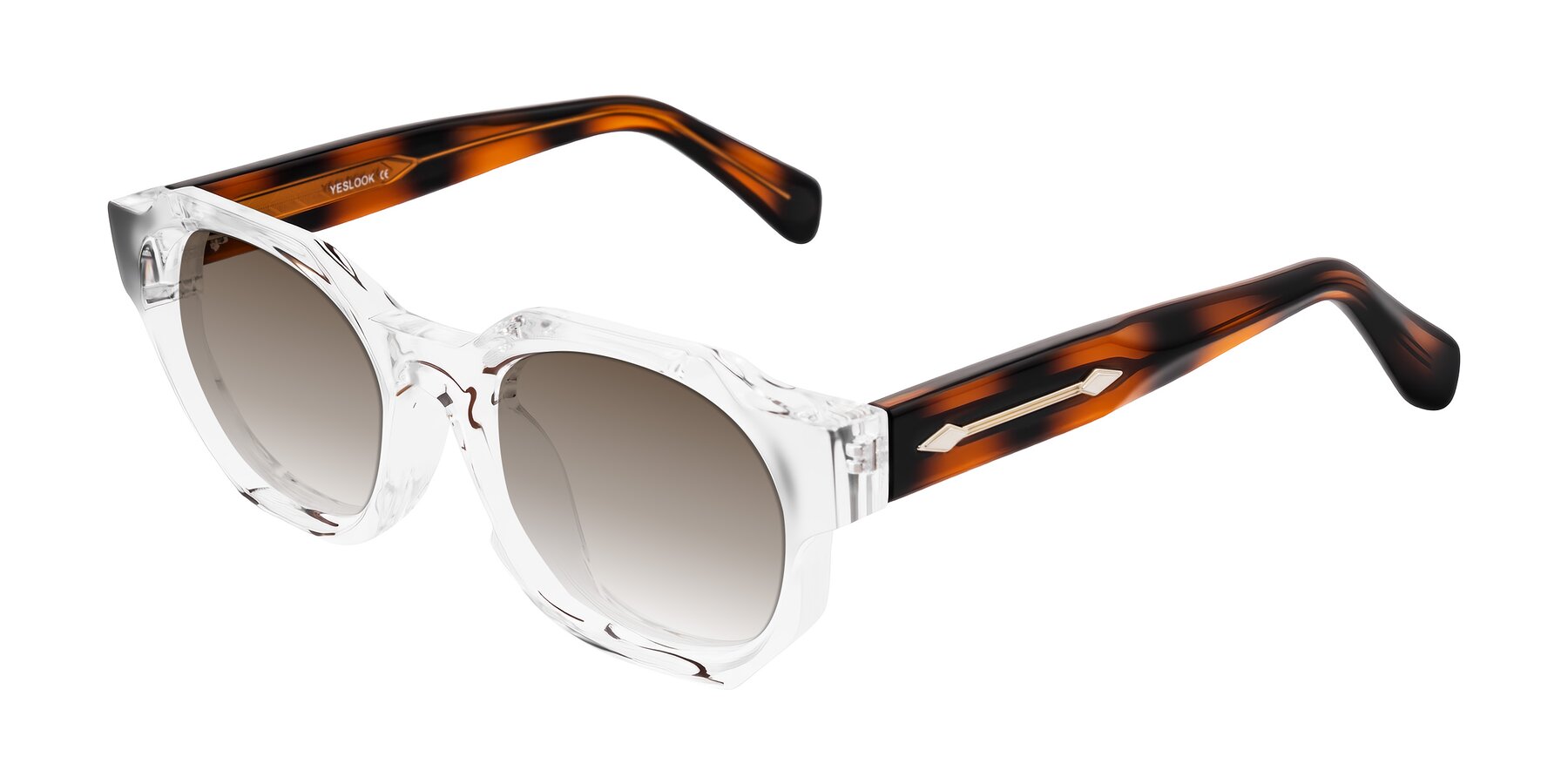 Angle of Poole in Clear/Tortoise with Brown Gradient Lenses