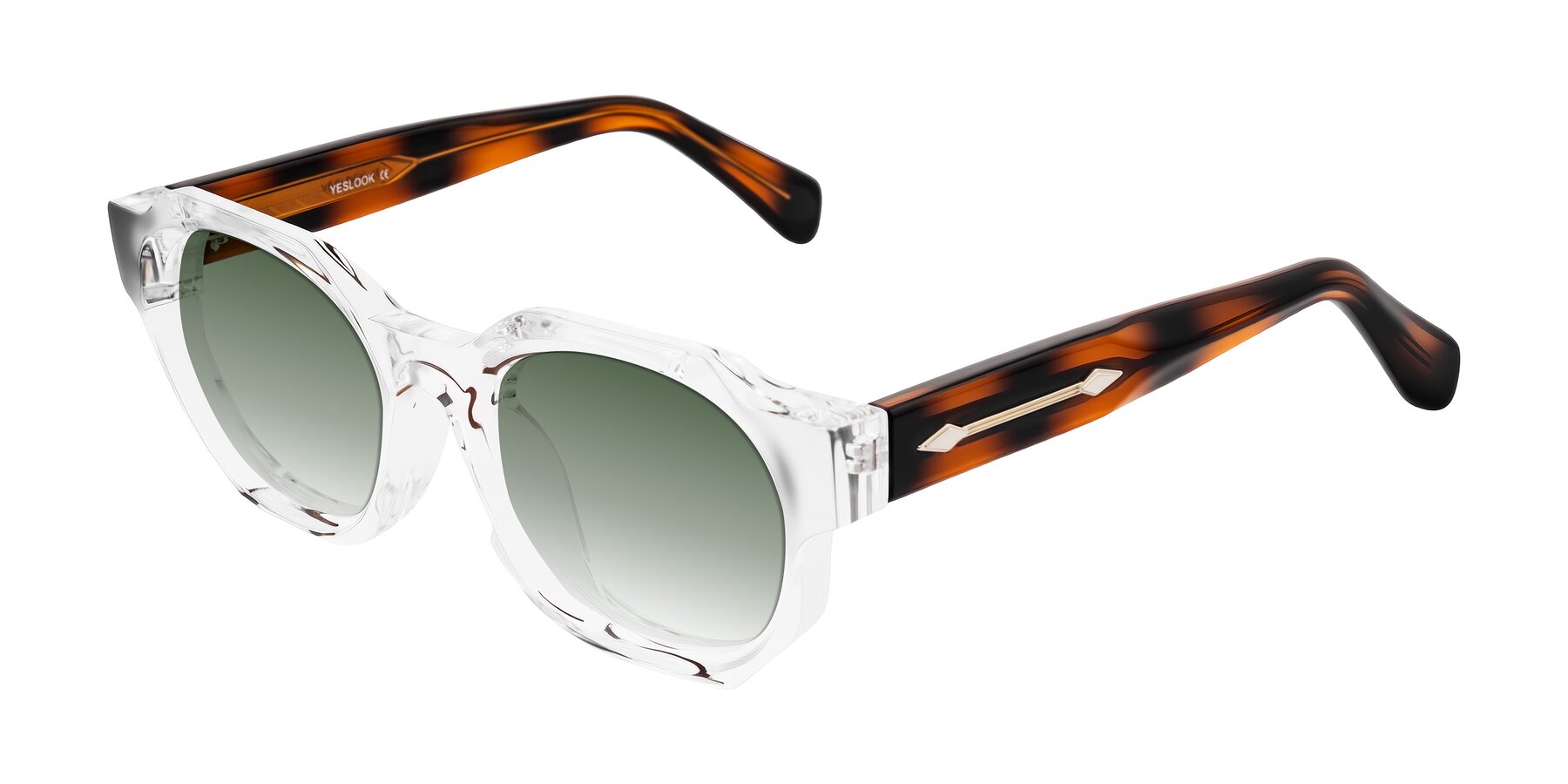 Angle of Poole in Clear/Tortoise with Green Gradient Lenses