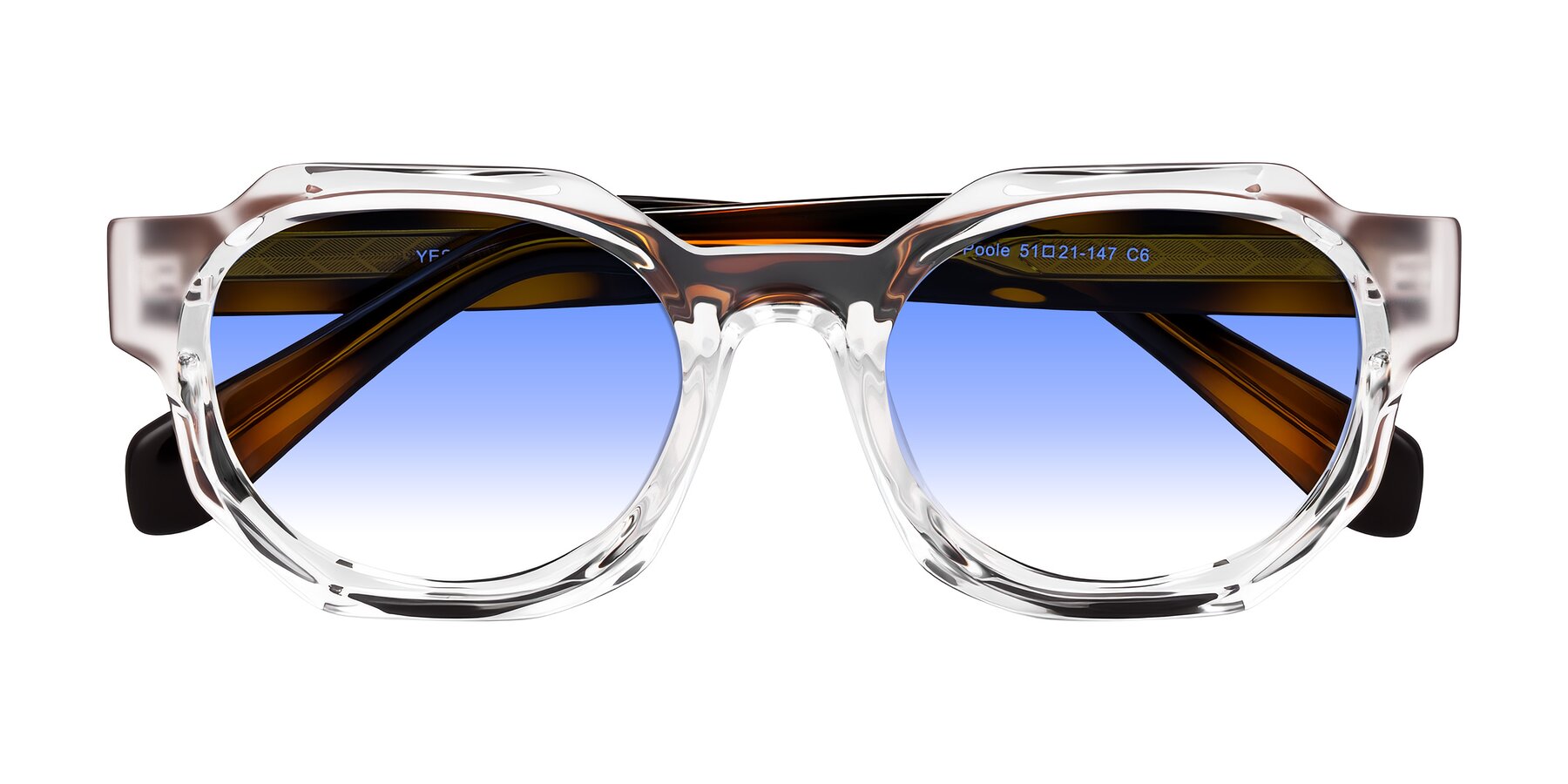 Folded Front of Poole in Clear/Tortoise with Blue Gradient Lenses
