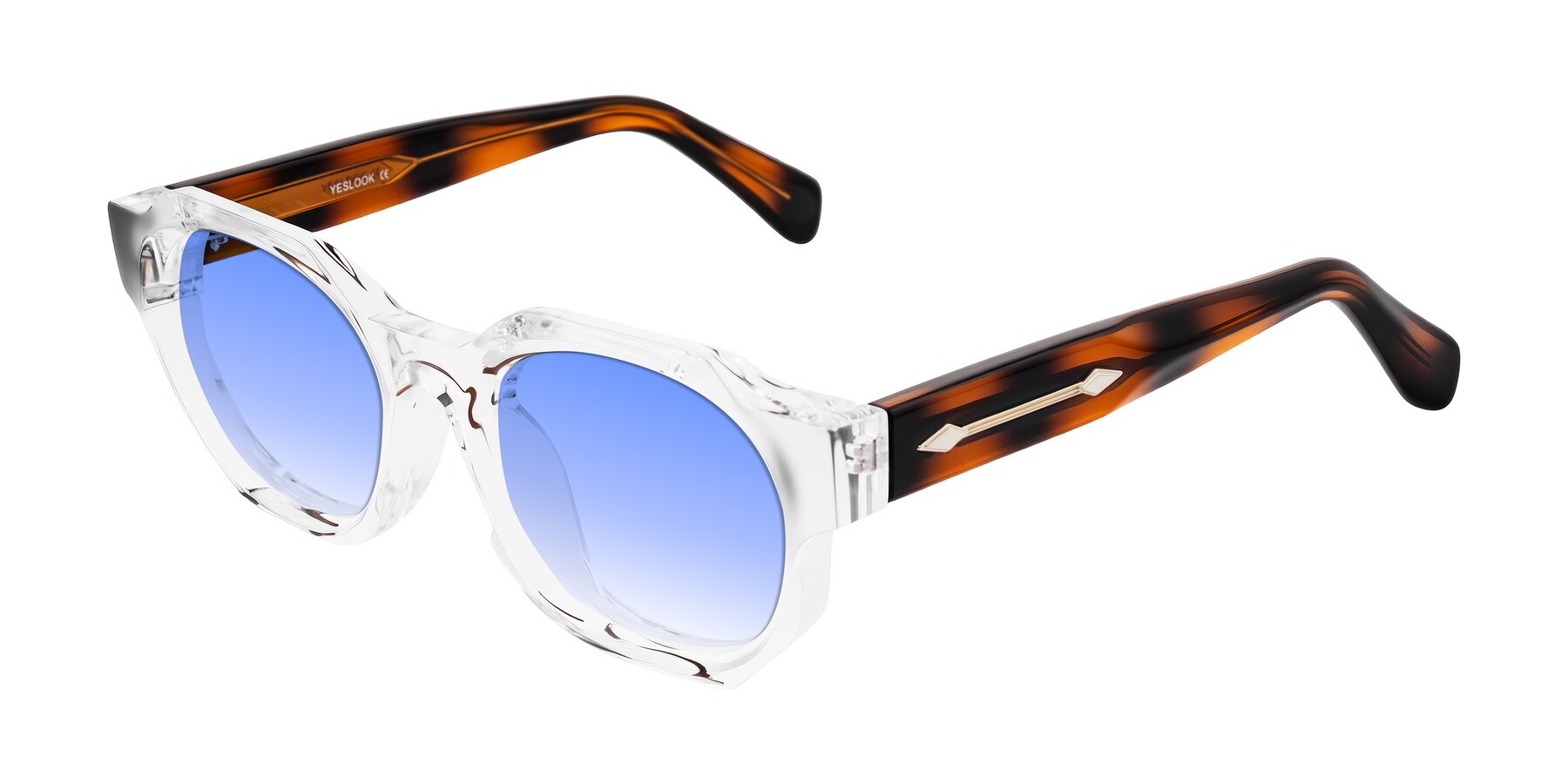 Angle of Poole in Clear/Tortoise with Blue Gradient Lenses