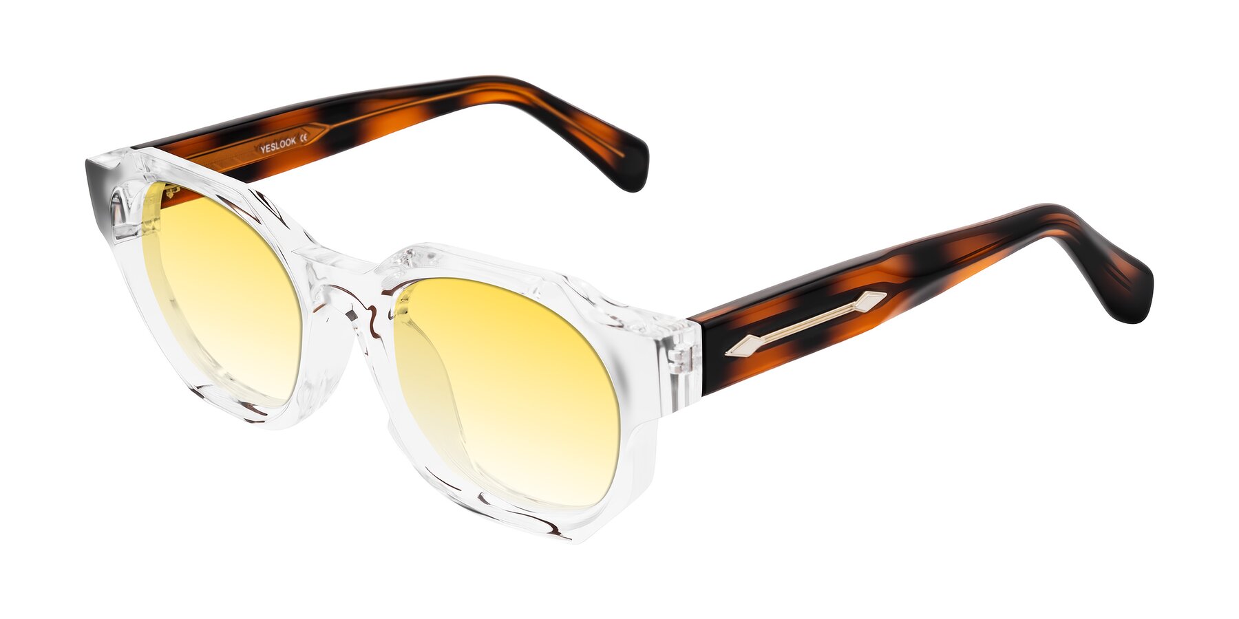 Angle of Poole in Clear/Tortoise with Yellow Gradient Lenses