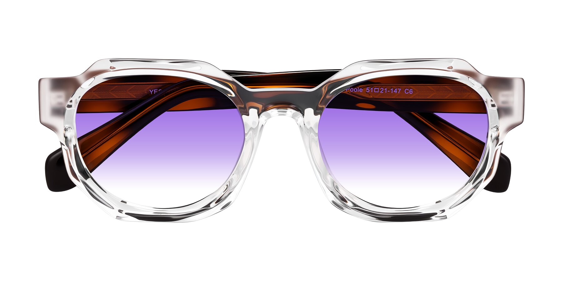 Folded Front of Poole in Clear/Tortoise with Purple Gradient Lenses
