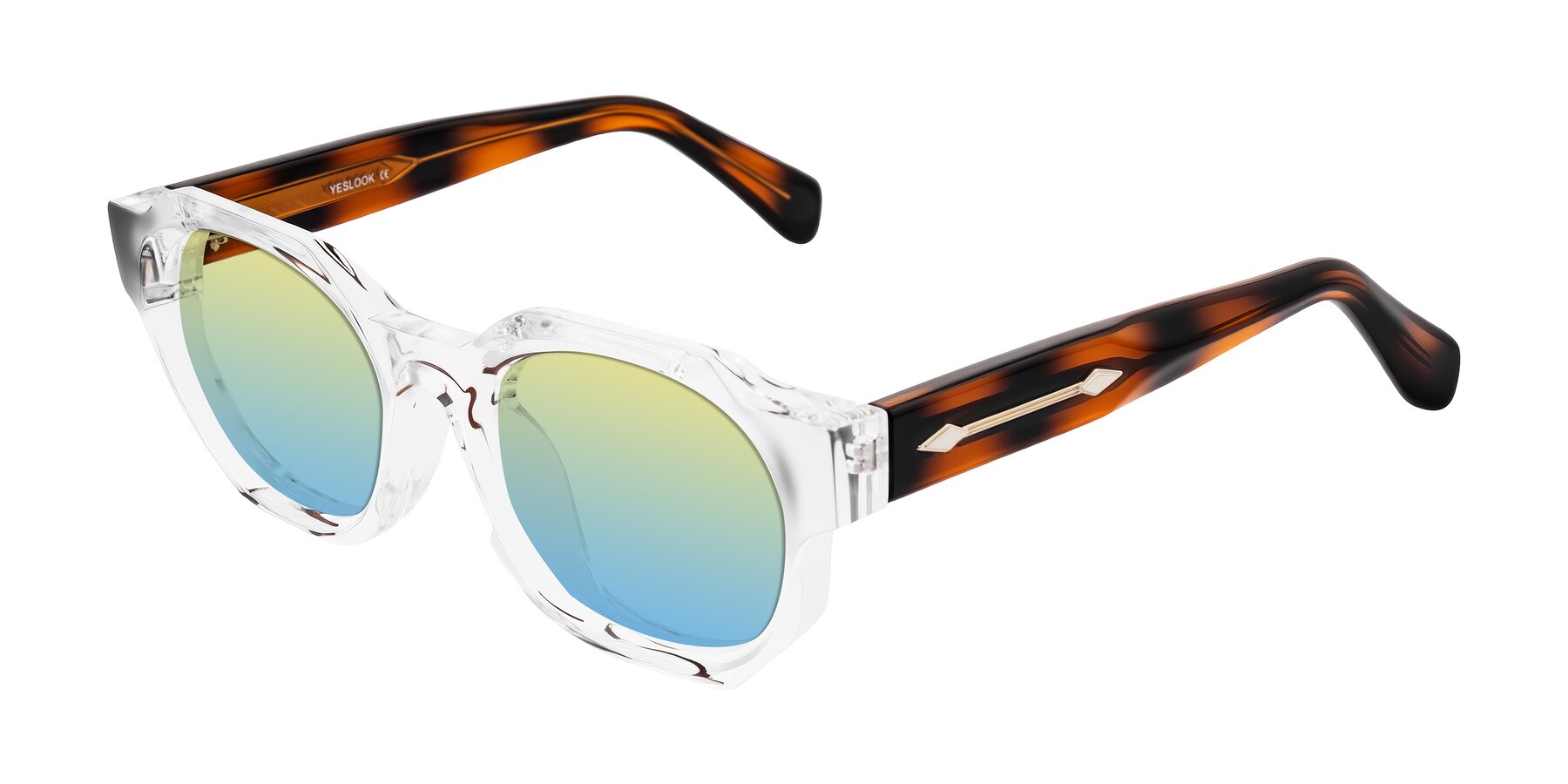 Angle of Poole in Clear/Tortoise with Yellow / Blue Gradient Lenses
