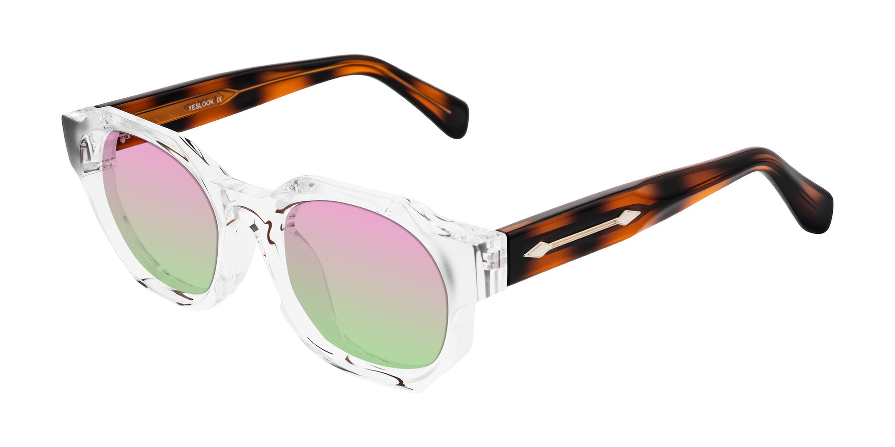 Angle of Poole in Clear/Tortoise with Pink / Green Gradient Lenses