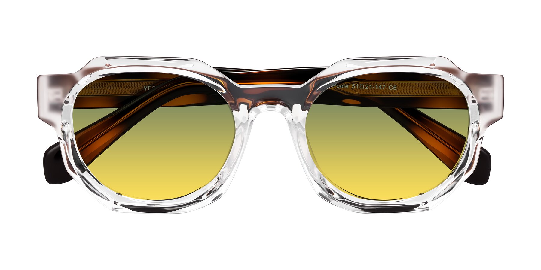 Folded Front of Poole in Clear/Tortoise with Green / Yellow Gradient Lenses