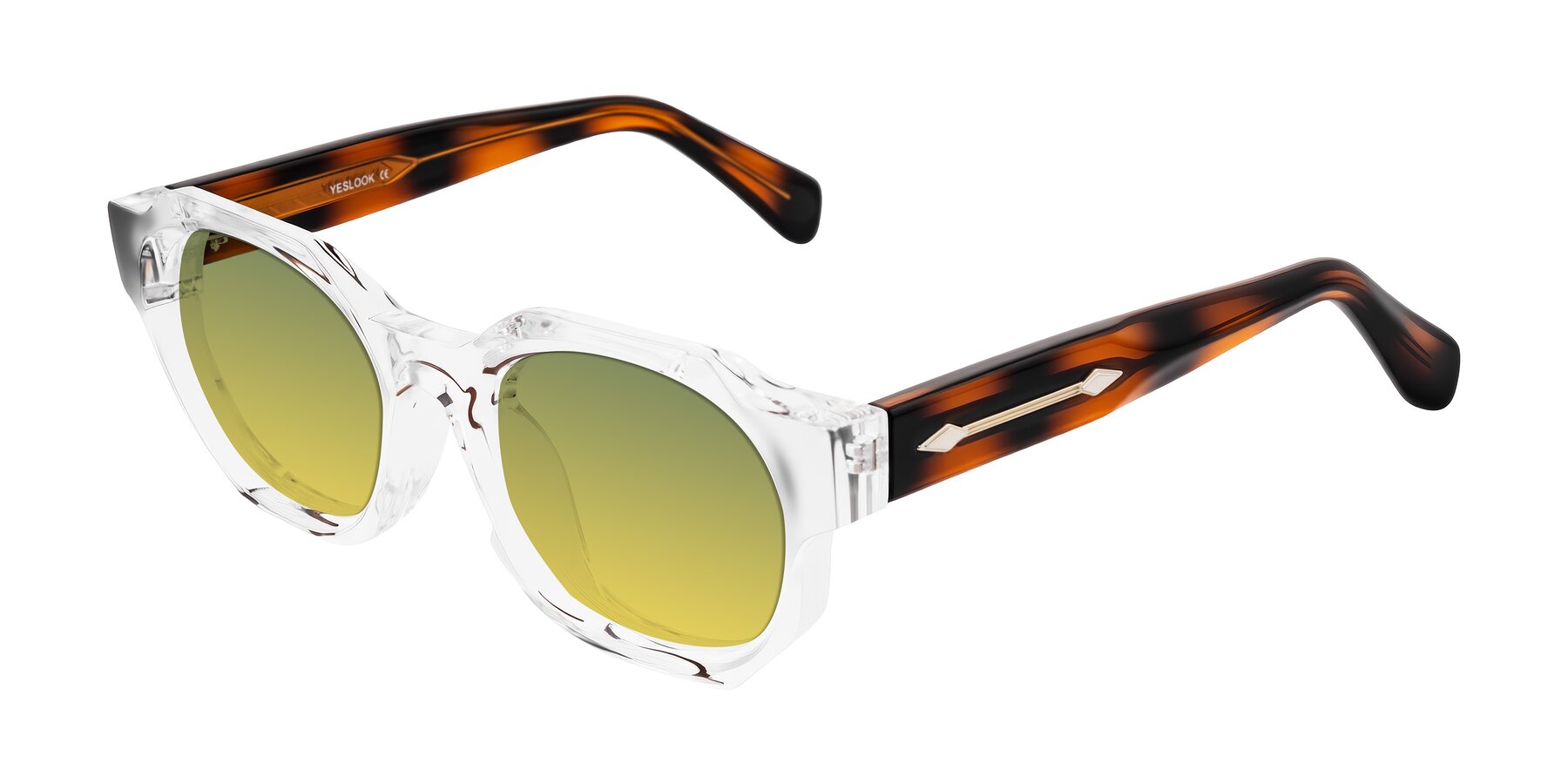 Angle of Poole in Clear/Tortoise with Green / Yellow Gradient Lenses