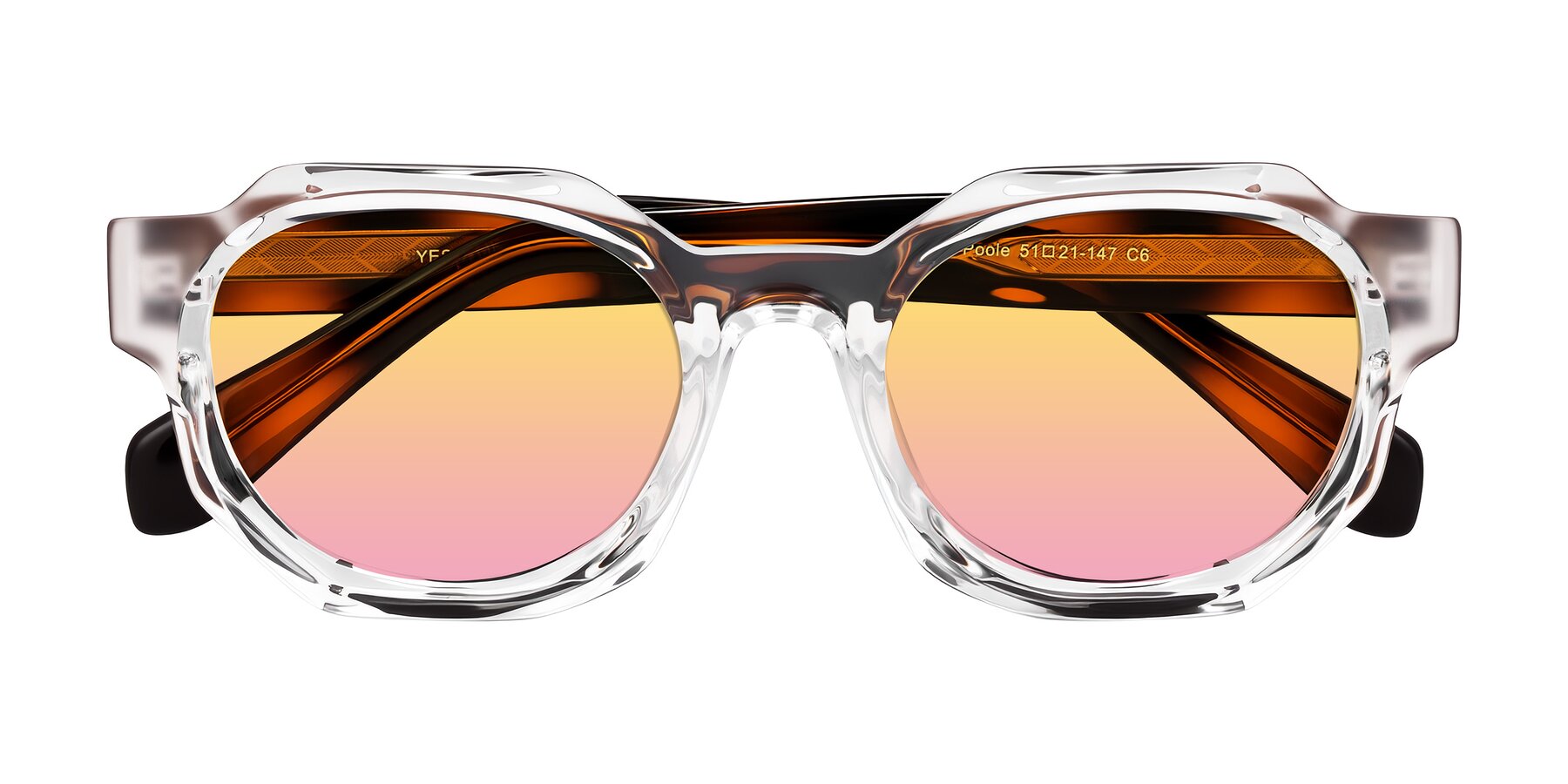 Folded Front of Poole in Clear/Tortoise with Yellow / Pink Gradient Lenses