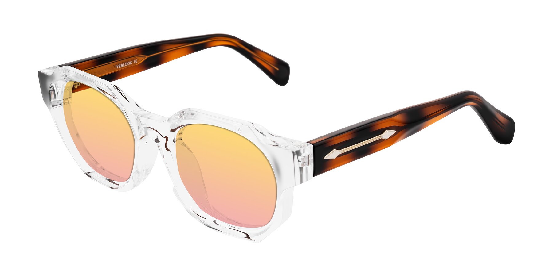 Angle of Poole in Clear/Tortoise with Yellow / Pink Gradient Lenses