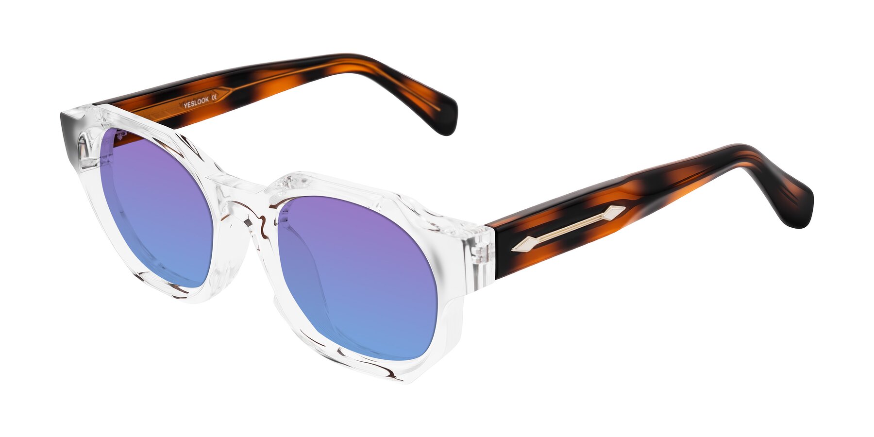 Angle of Poole in Clear/Tortoise with Purple / Blue Gradient Lenses