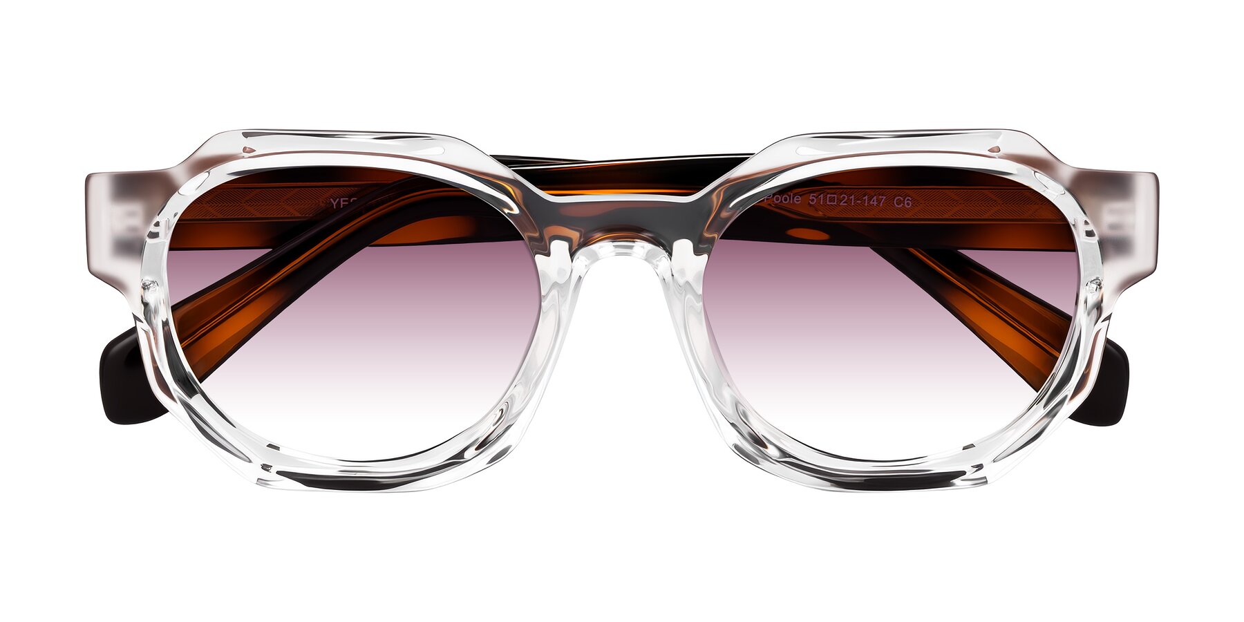 Folded Front of Poole in Clear/Tortoise with Wine Gradient Lenses