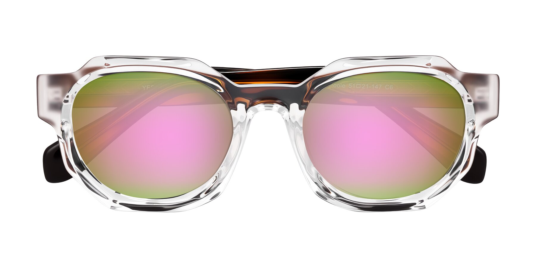 Folded Front of Poole in Clear/Tortoise with Pink Mirrored Lenses