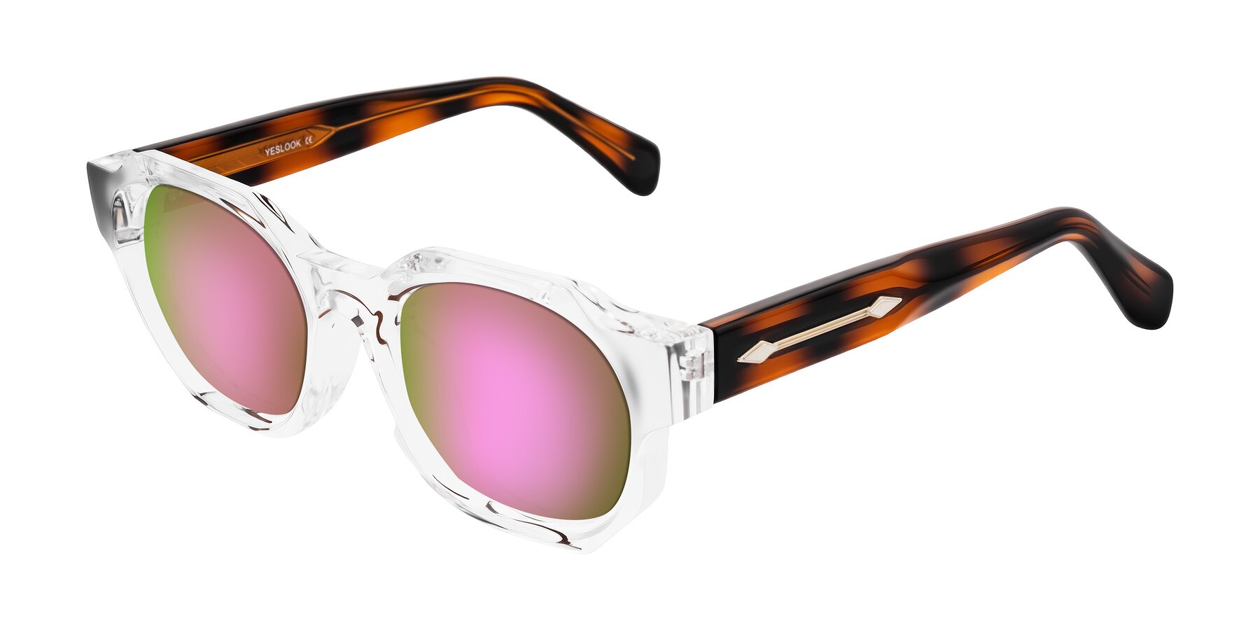 Angle of Poole in Clear/Tortoise with Pink Mirrored Lenses