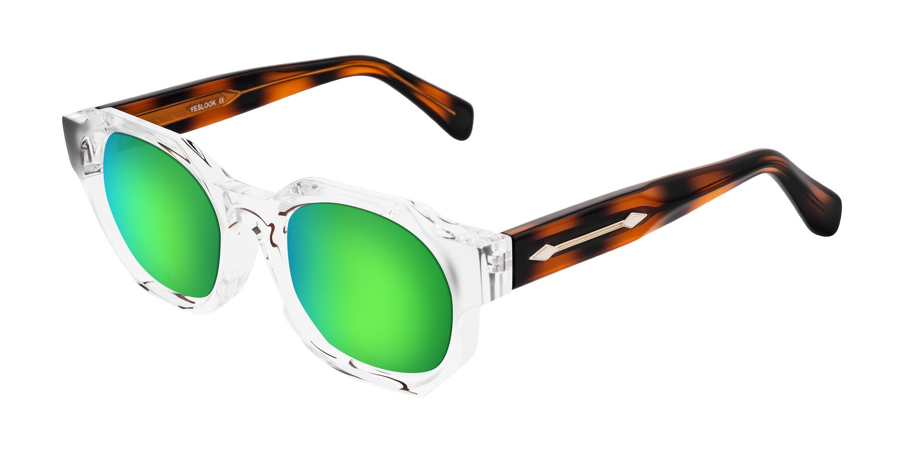 Angle of Poole in Clear/Tortoise with Green Mirrored Lenses