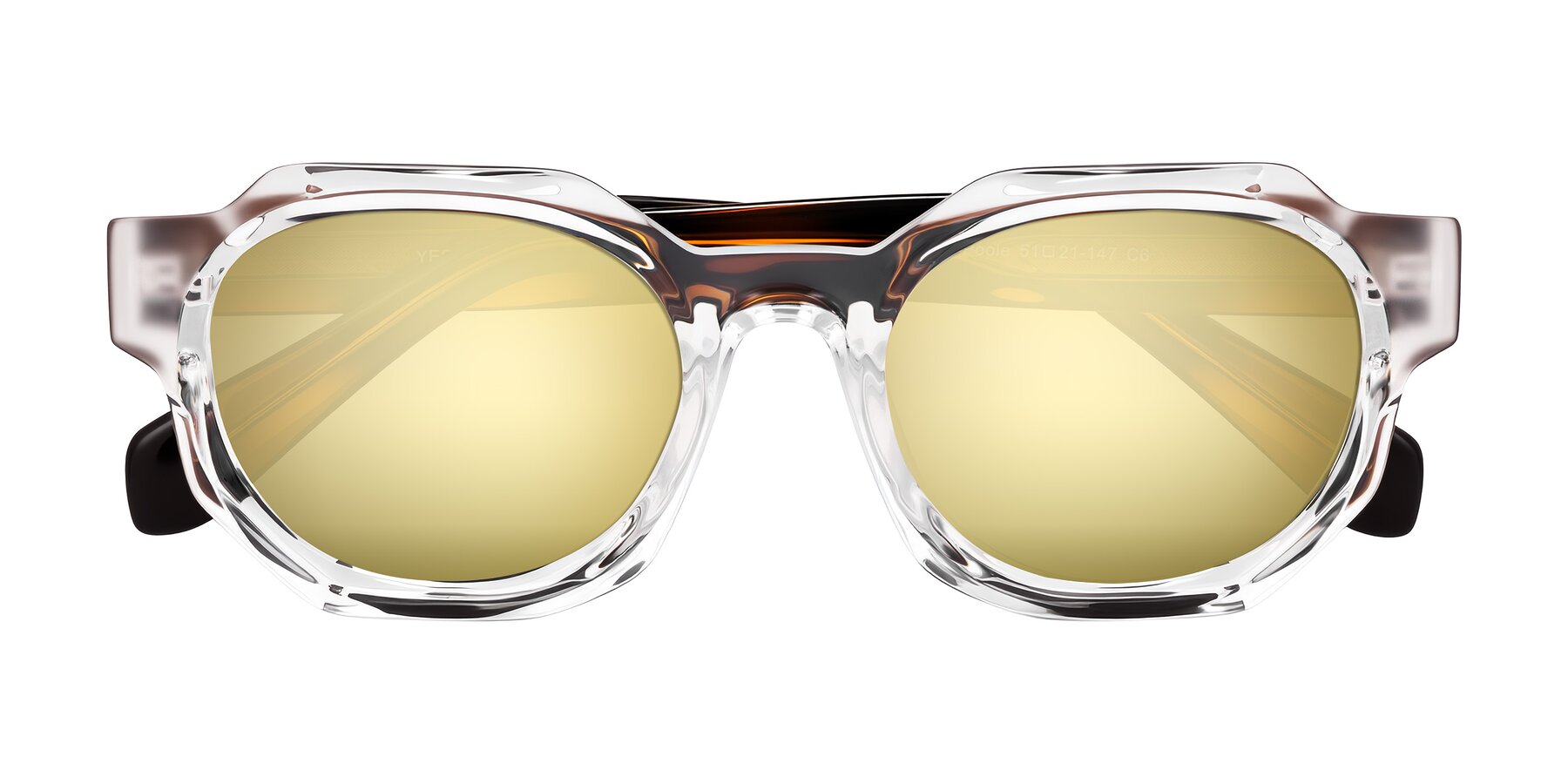 Folded Front of Poole in Clear/Tortoise with Gold Mirrored Lenses