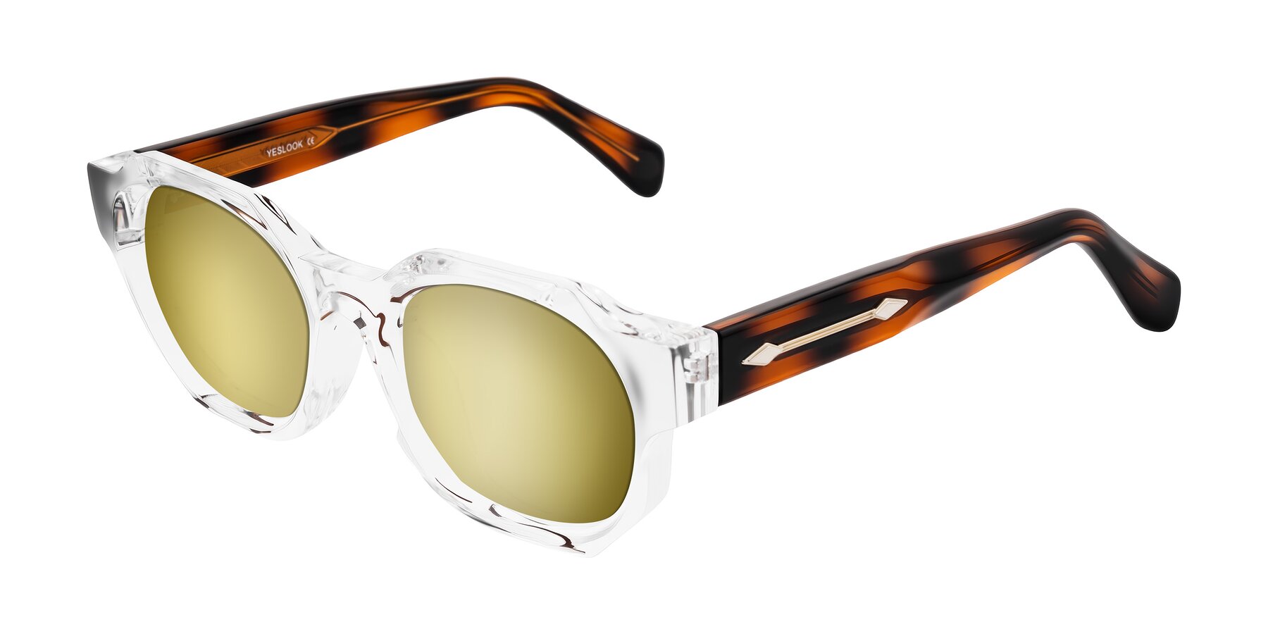 Angle of Poole in Clear/Tortoise with Gold Mirrored Lenses