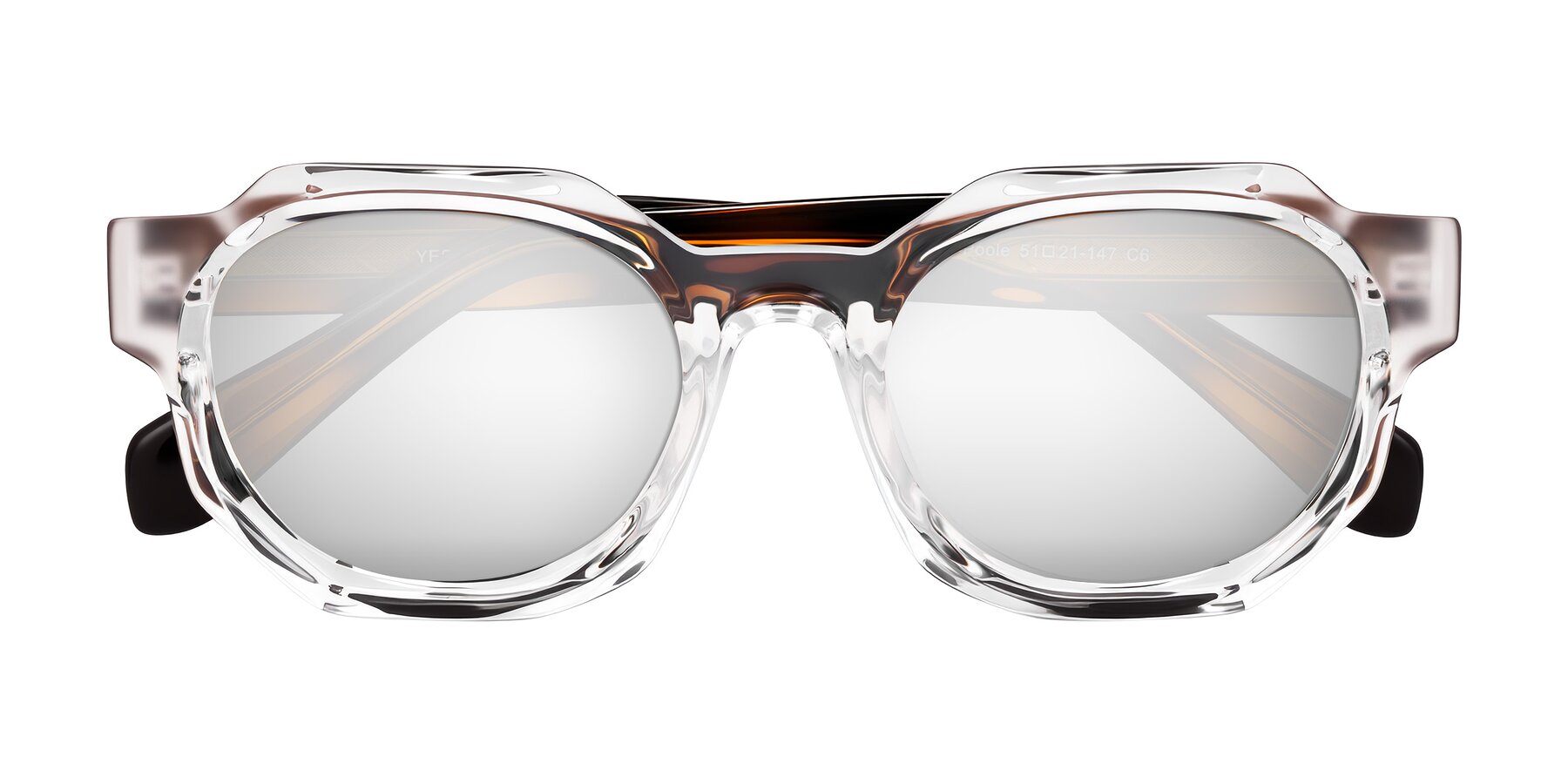 Folded Front of Poole in Clear/Tortoise with Silver Mirrored Lenses