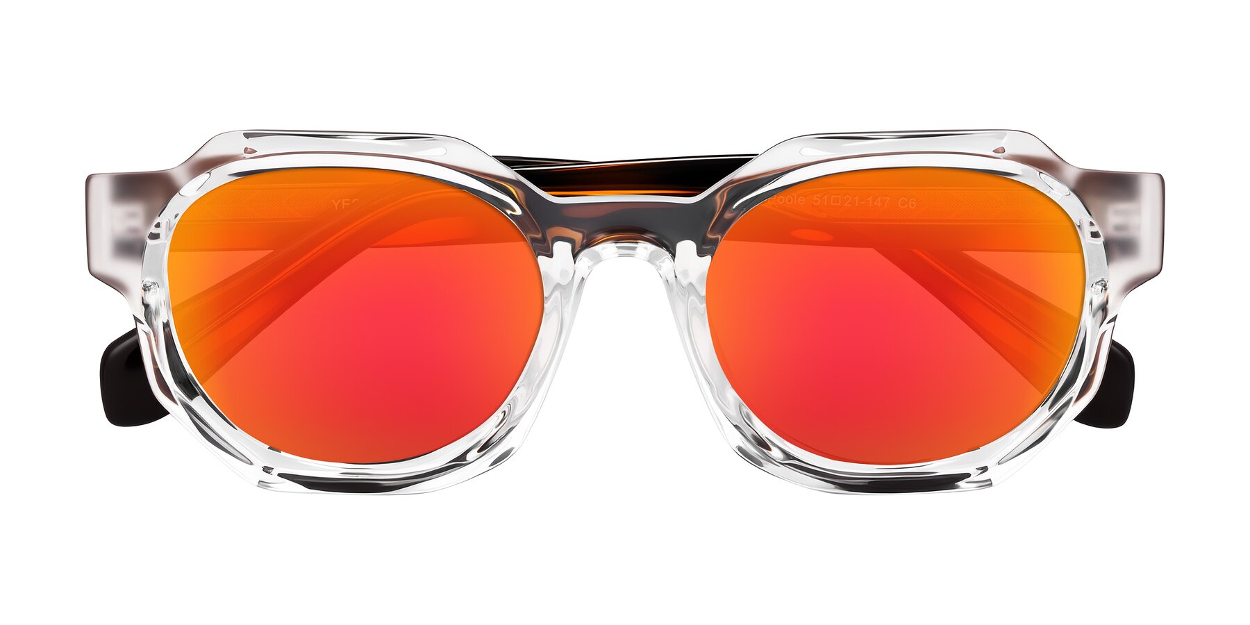 Folded Front of Poole in Clear/Tortoise with Red Gold Mirrored Lenses
