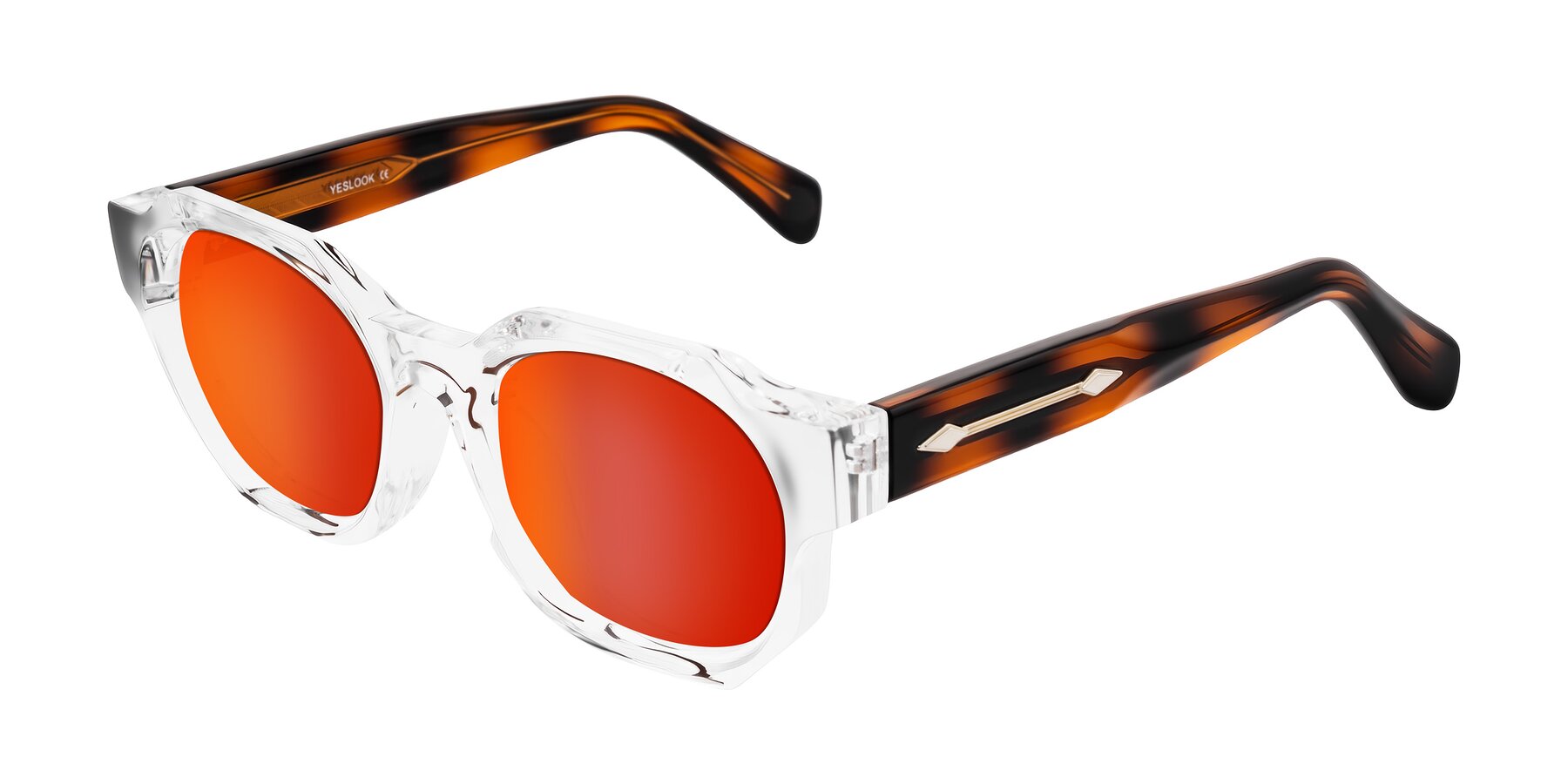Angle of Poole in Clear/Tortoise with Red Gold Mirrored Lenses