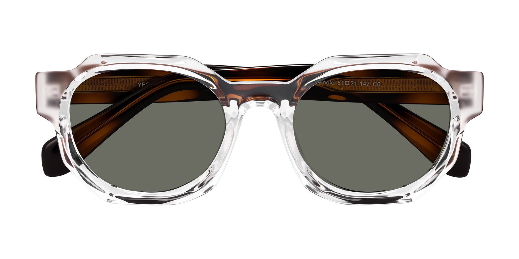 Folded Front of Poole in Clear/Tortoise with Gray Polarized Lenses