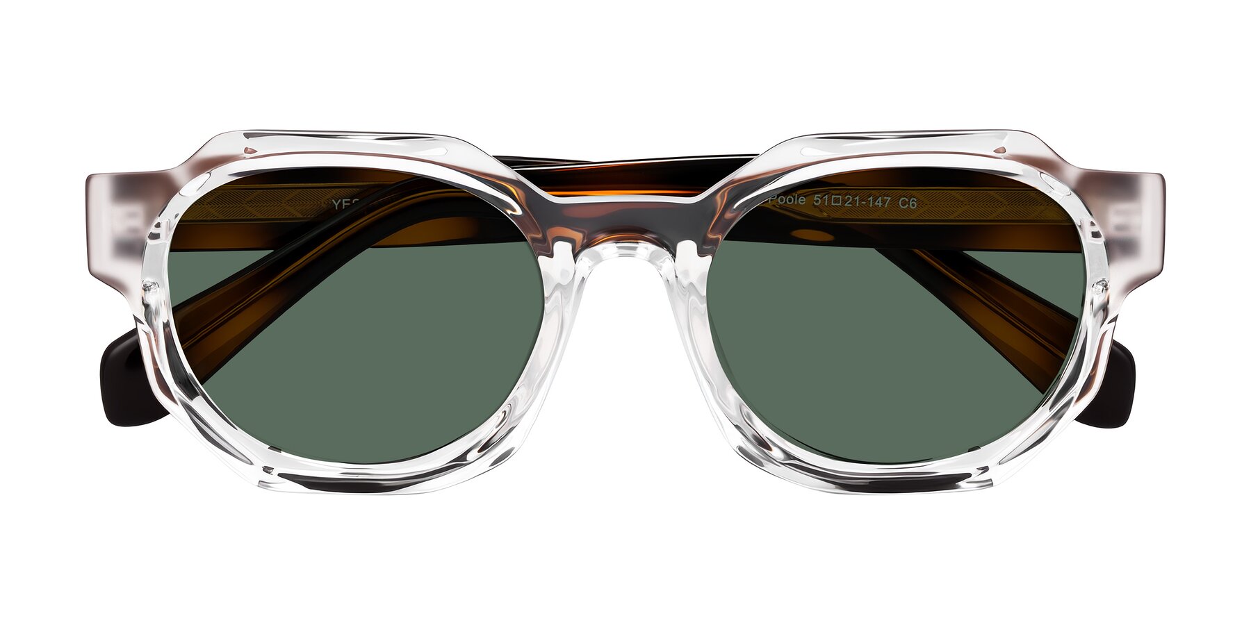 Folded Front of Poole in Clear/Tortoise with Green Polarized Lenses