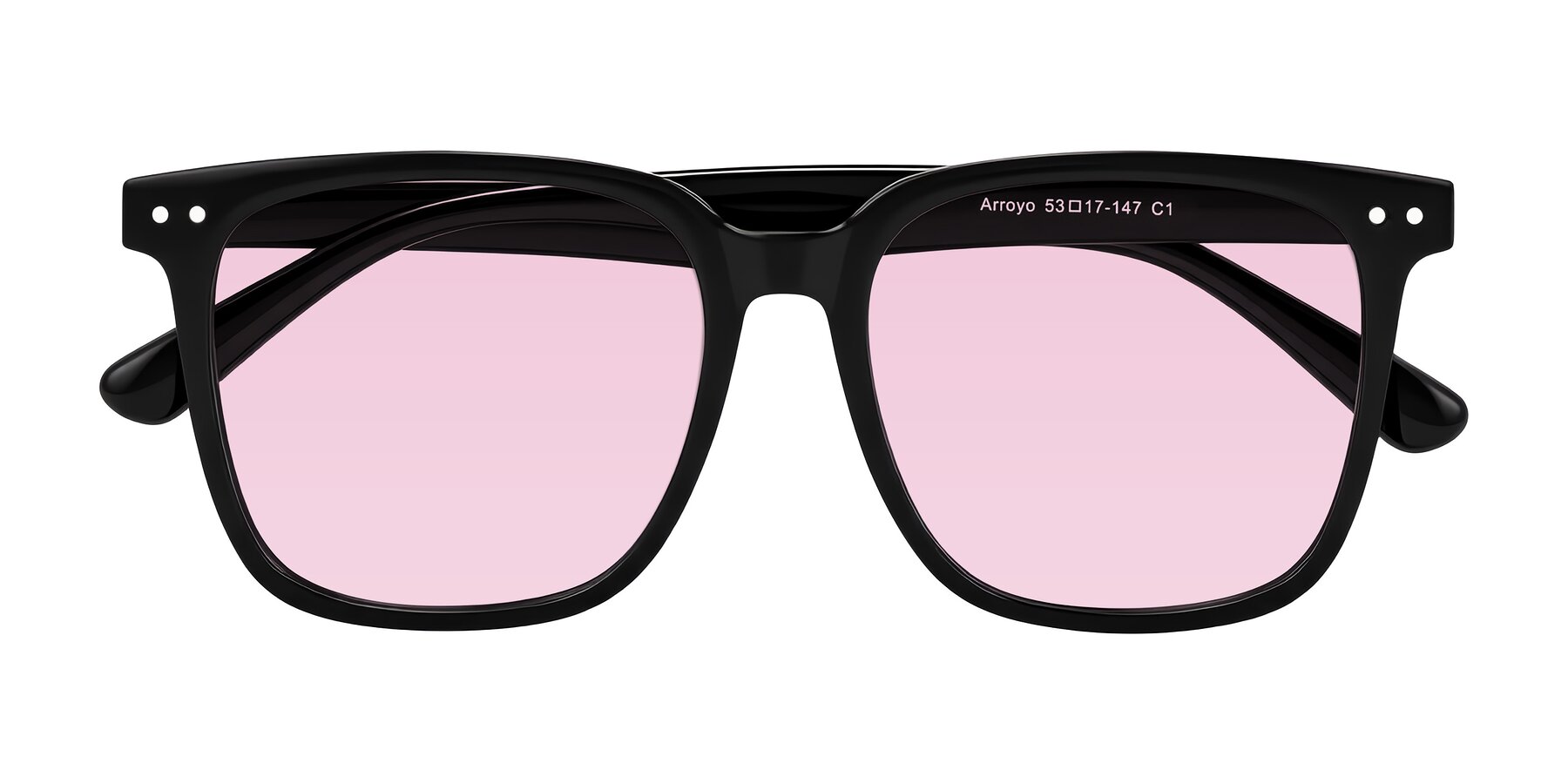Folded Front of Arroyo in Black with Light Pink Tinted Lenses
