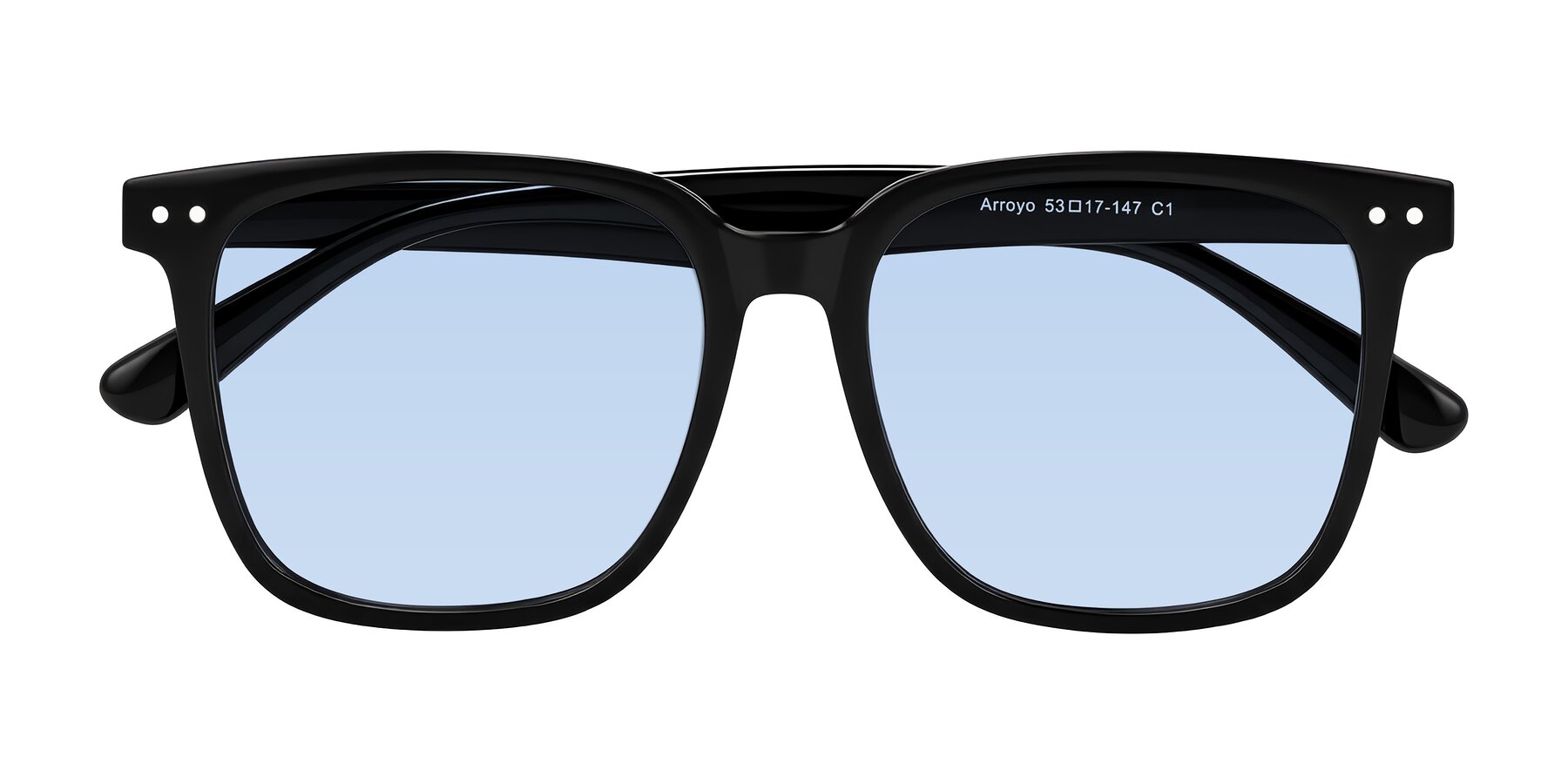 Folded Front of Arroyo in Black with Light Blue Tinted Lenses