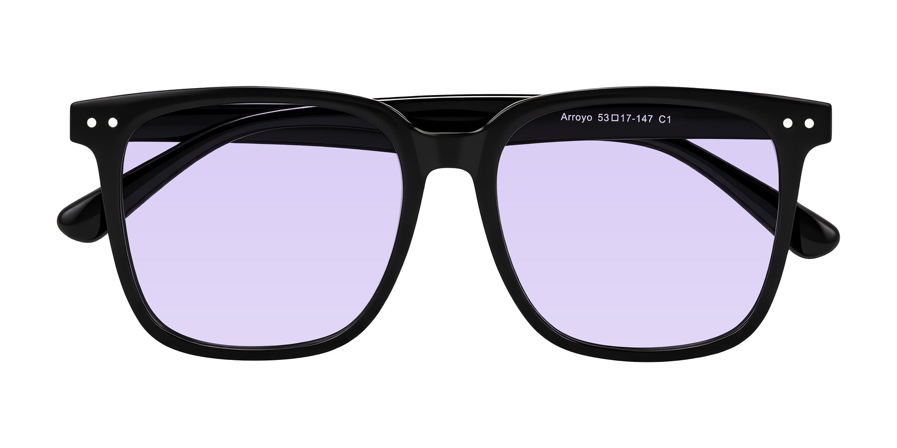 Folded Front of Arroyo in Black with Light Purple Tinted Lenses