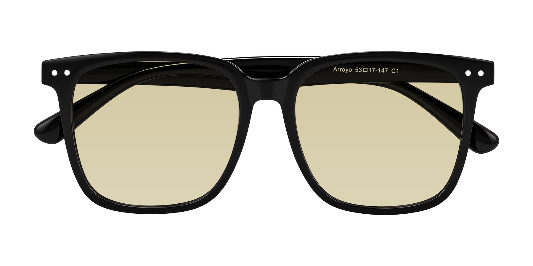 Folded Front of Arroyo in Black with Light Champagne Tinted Lenses